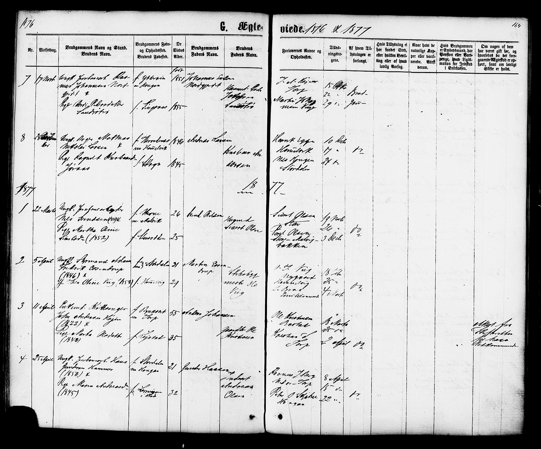 Ministerialprotokoller, klokkerbøker og fødselsregistre - Sør-Trøndelag, SAT/A-1456/616/L0409: Parish register (official) no. 616A06, 1865-1877, p. 164