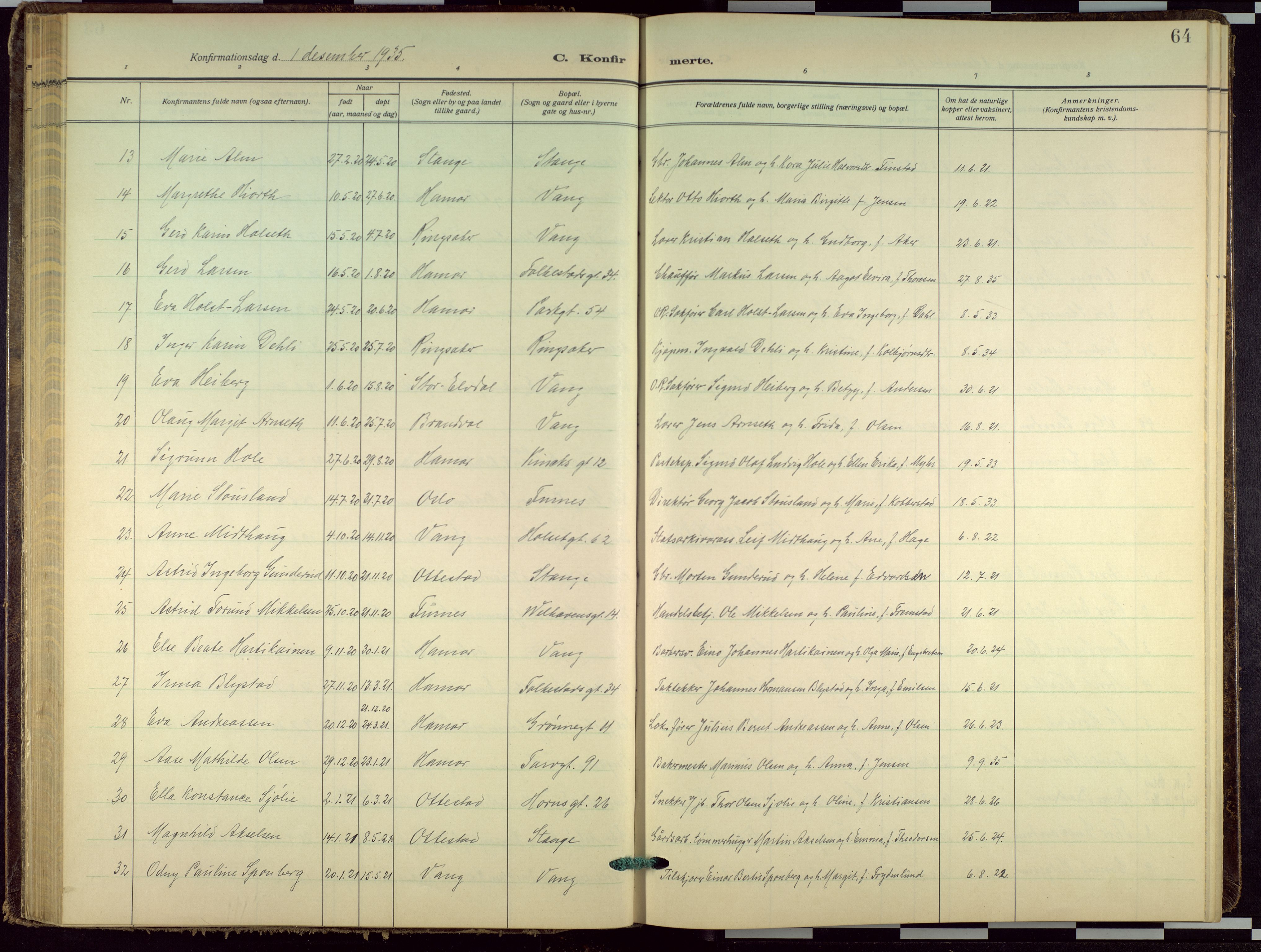 Hamar prestekontor, AV/SAH-DOMPH-002/H/Ha/Haa/L0005: Parish register (official) no. 5, 1929-1958, p. 64