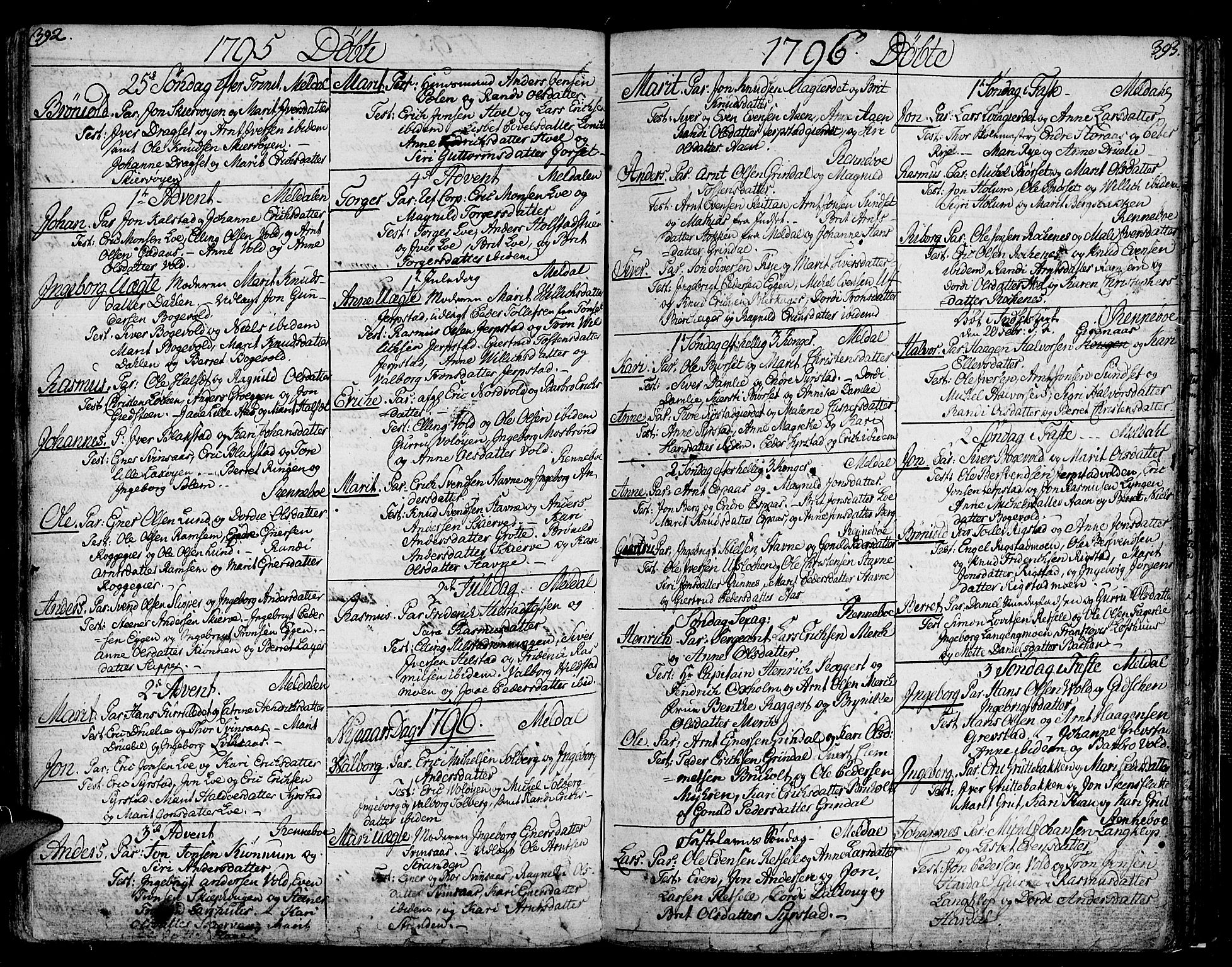 Ministerialprotokoller, klokkerbøker og fødselsregistre - Sør-Trøndelag, SAT/A-1456/672/L0852: Parish register (official) no. 672A05, 1776-1815, p. 392-393
