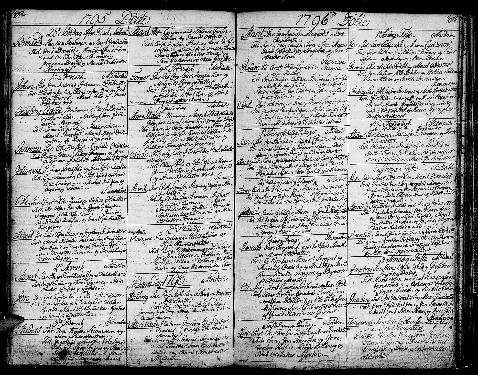 Ministerialprotokoller, klokkerbøker og fødselsregistre - Sør-Trøndelag, AV/SAT-A-1456/672/L0852: Parish register (official) no. 672A05, 1776-1815, p. 392-393