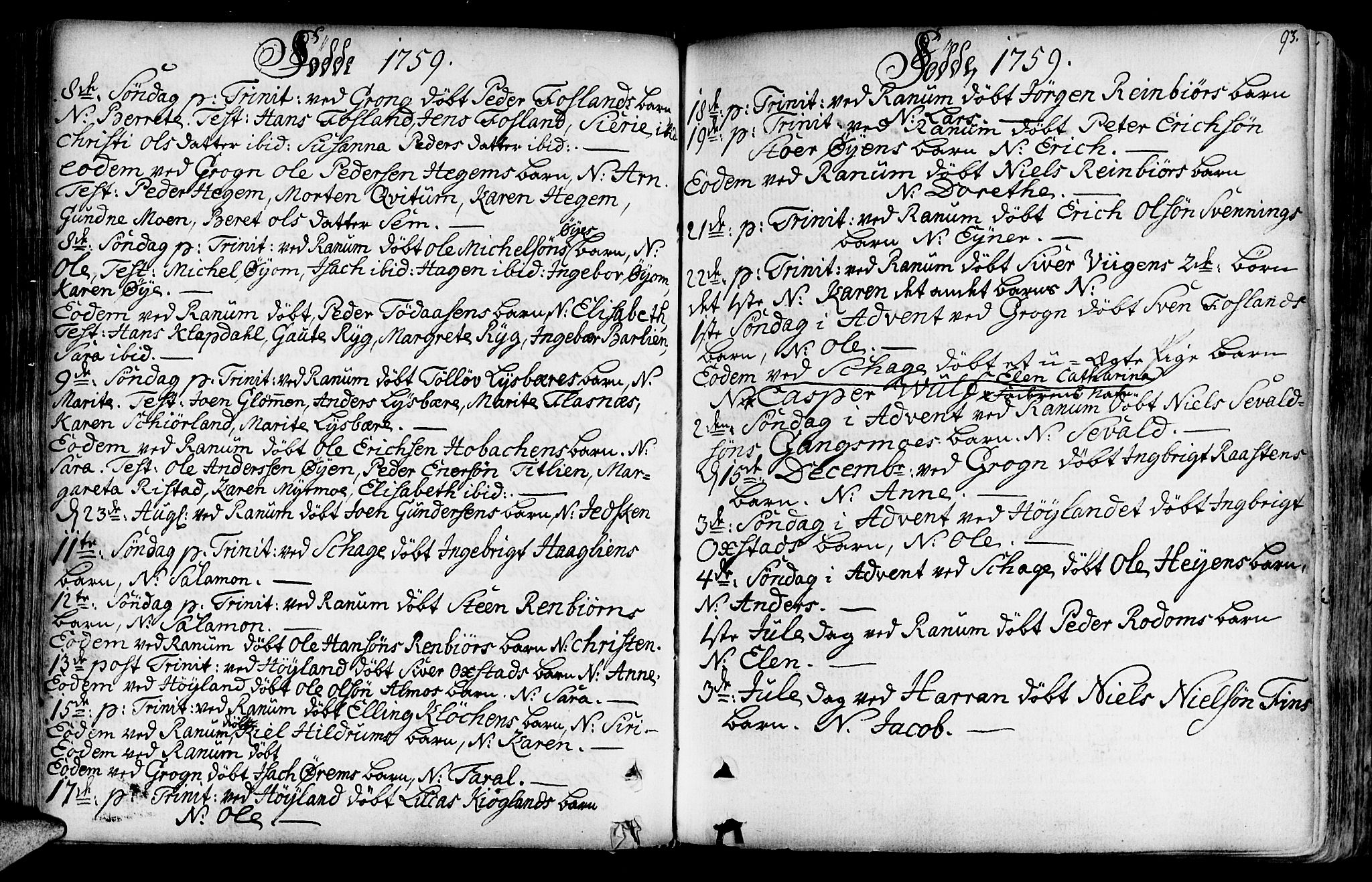 Ministerialprotokoller, klokkerbøker og fødselsregistre - Nord-Trøndelag, SAT/A-1458/764/L0542: Parish register (official) no. 764A02, 1748-1779, p. 93