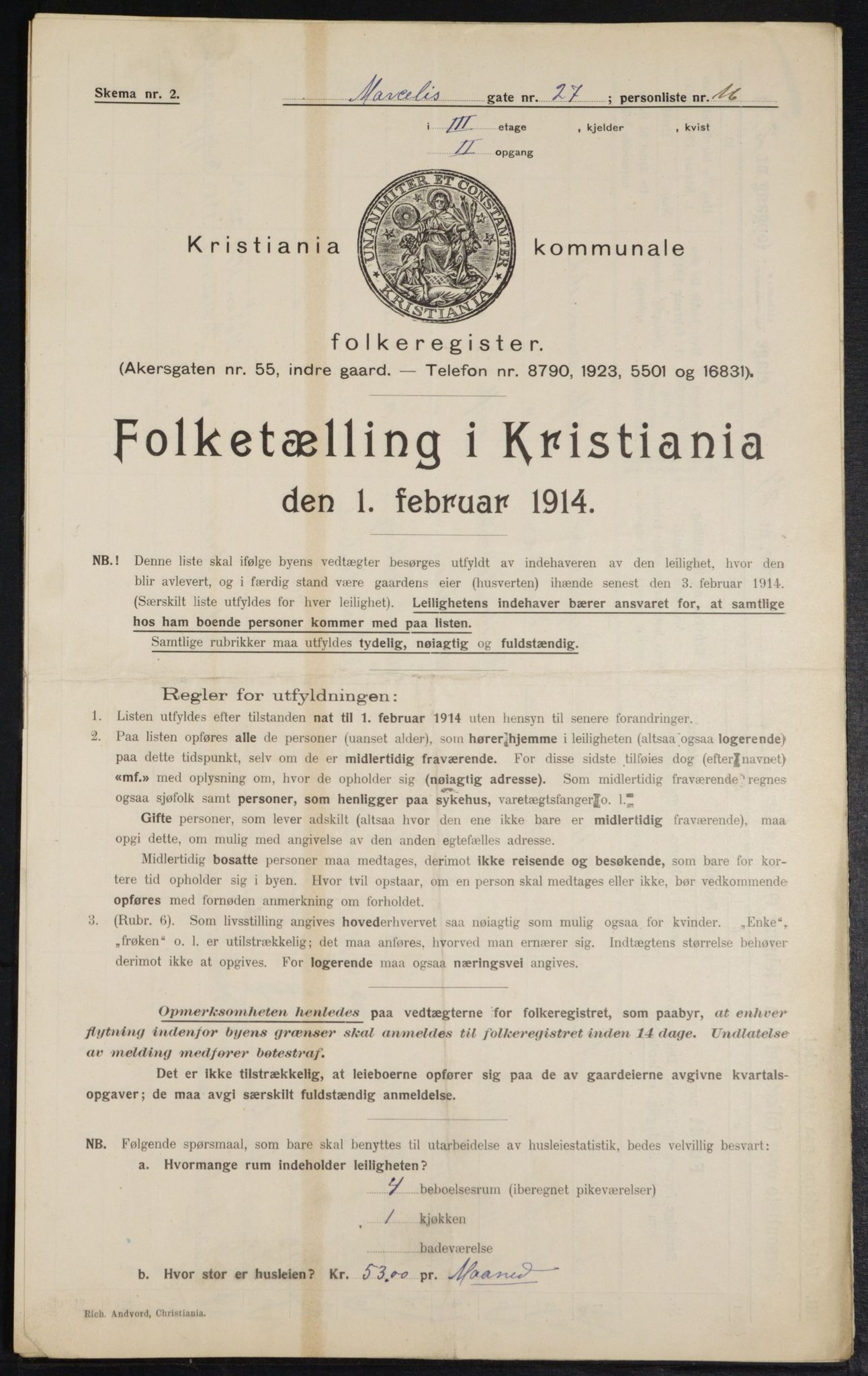 OBA, Municipal Census 1914 for Kristiania, 1914, p. 64515