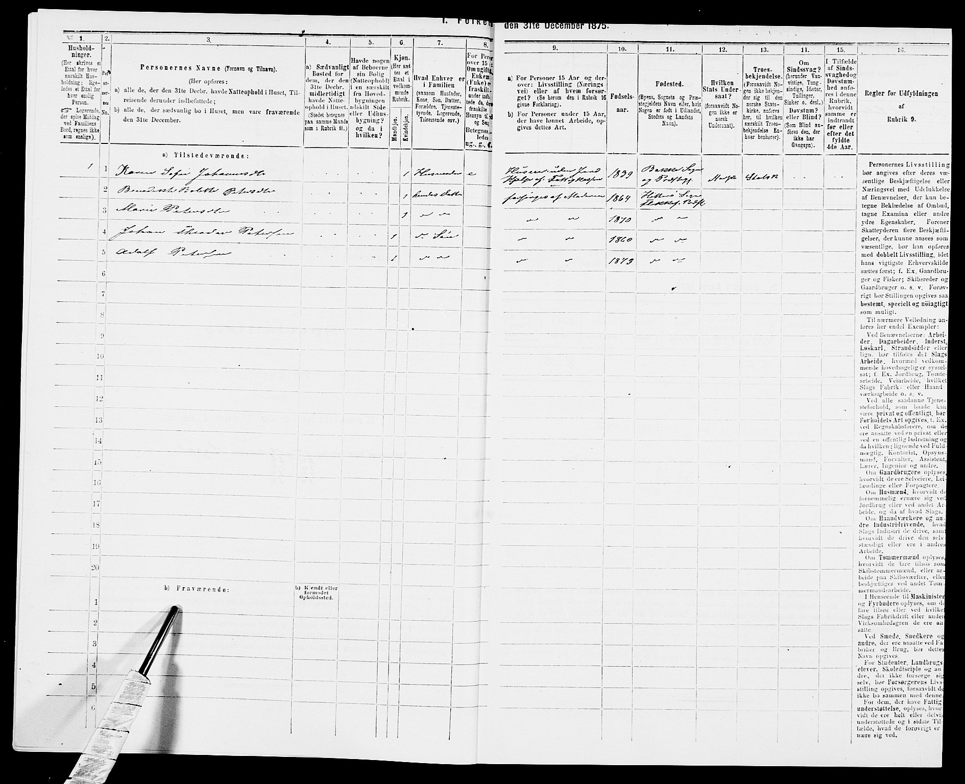 SAK, 1875 census for 1042L Flekkefjord/Nes og Hidra, 1875, p. 80