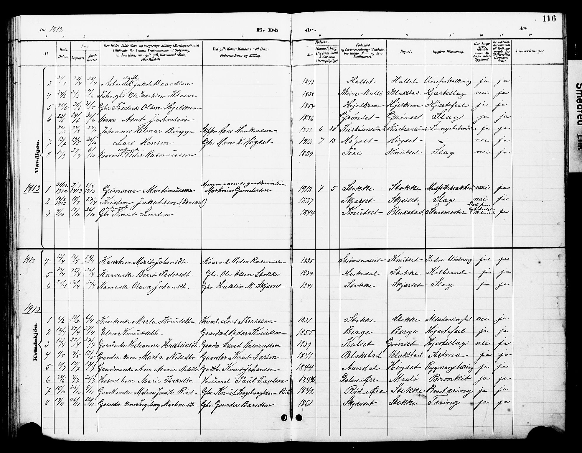 Ministerialprotokoller, klokkerbøker og fødselsregistre - Møre og Romsdal, AV/SAT-A-1454/585/L0973: Parish register (copy) no. 585C01, 1893-1930, p. 116