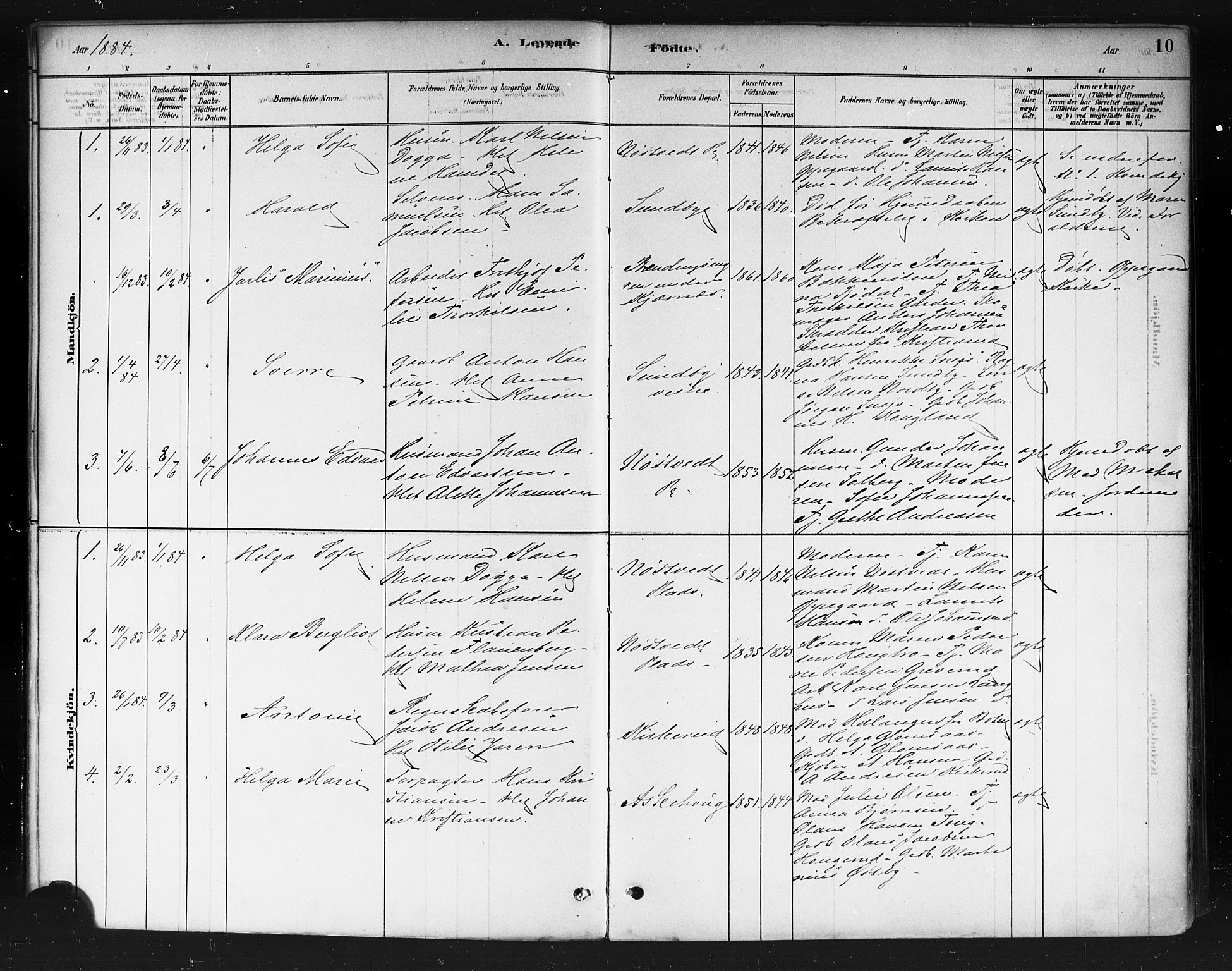 Ås prestekontor Kirkebøker, AV/SAO-A-10894/F/Fb/L0001: Parish register (official) no. II 1, 1881-1895, p. 10