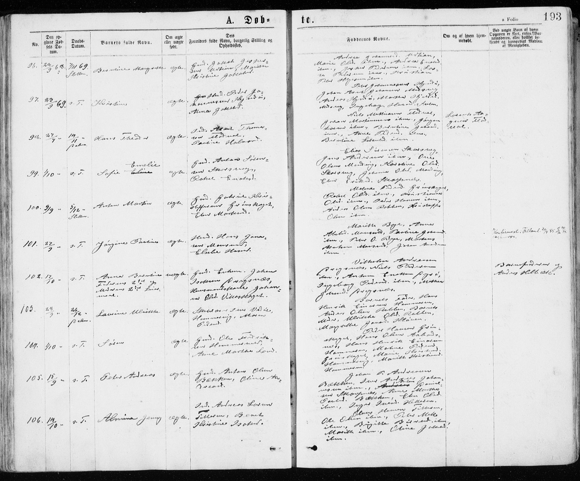 Ministerialprotokoller, klokkerbøker og fødselsregistre - Sør-Trøndelag, AV/SAT-A-1456/640/L0576: Parish register (official) no. 640A01, 1846-1876, p. 193