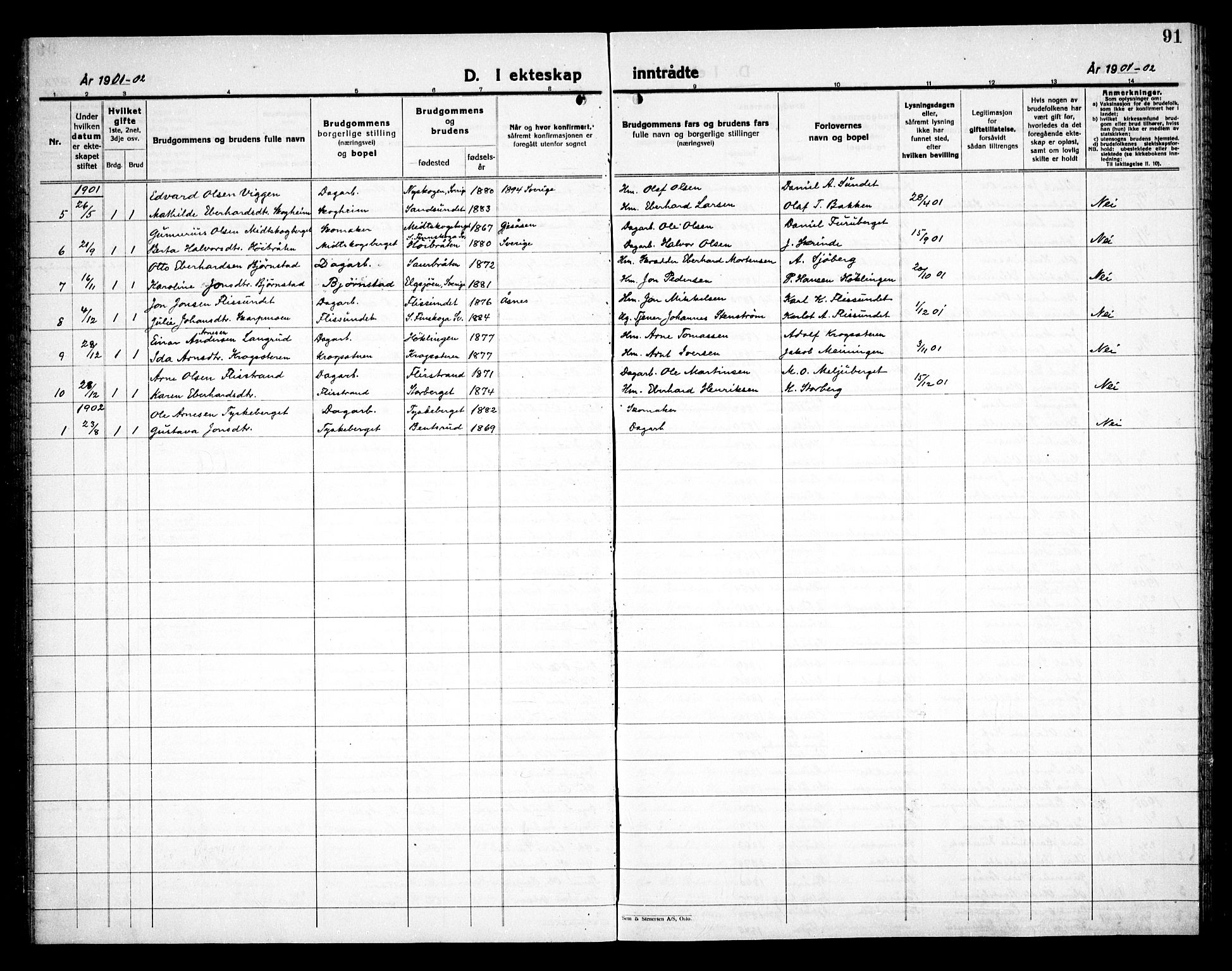 Åsnes prestekontor, AV/SAH-PREST-042/H/Ha/Haa/L0000E: Parish register (official) no. 0C, 1890-1929, p. 91