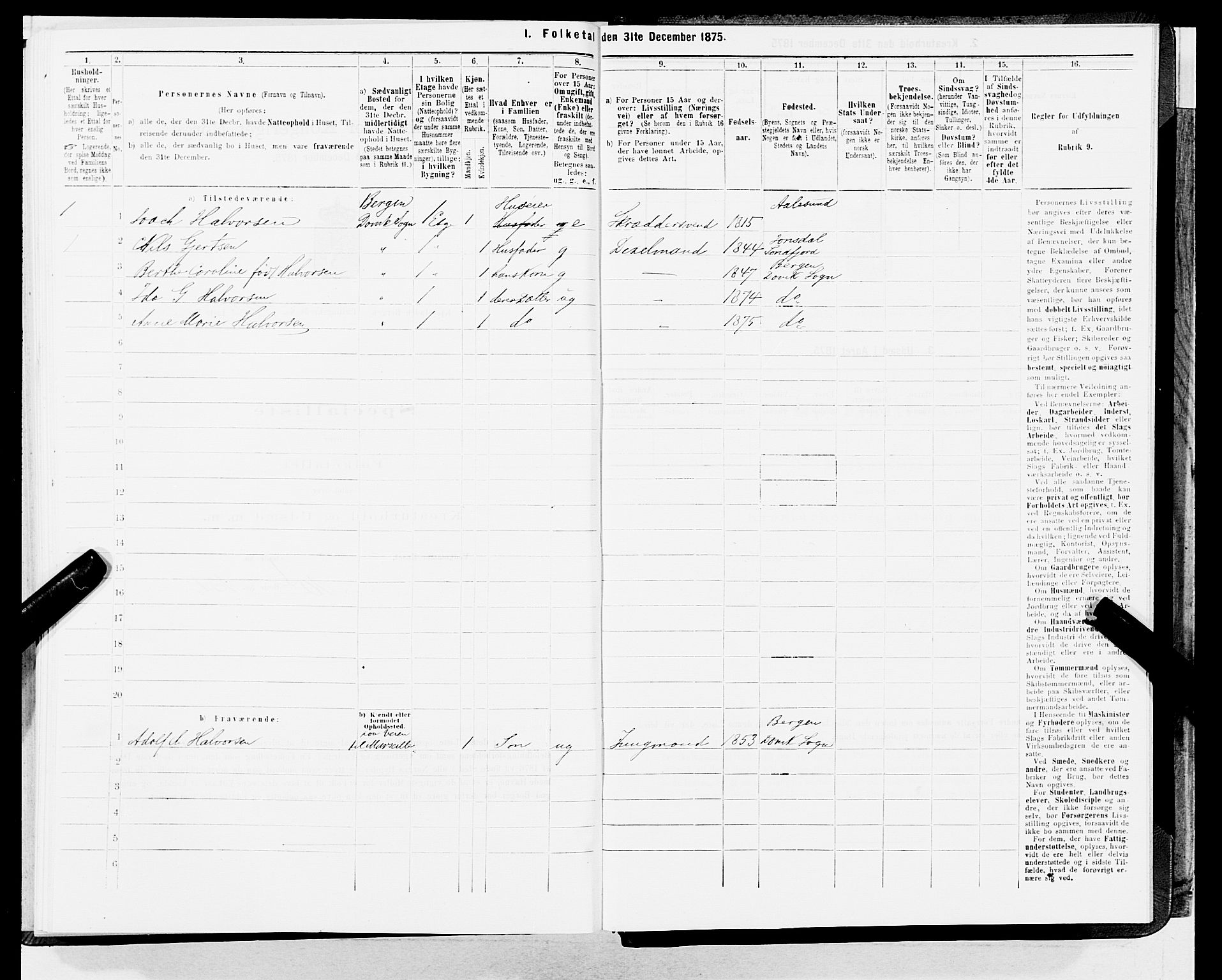 SAB, 1875 census for 1301 Bergen, 1875, p. 2239