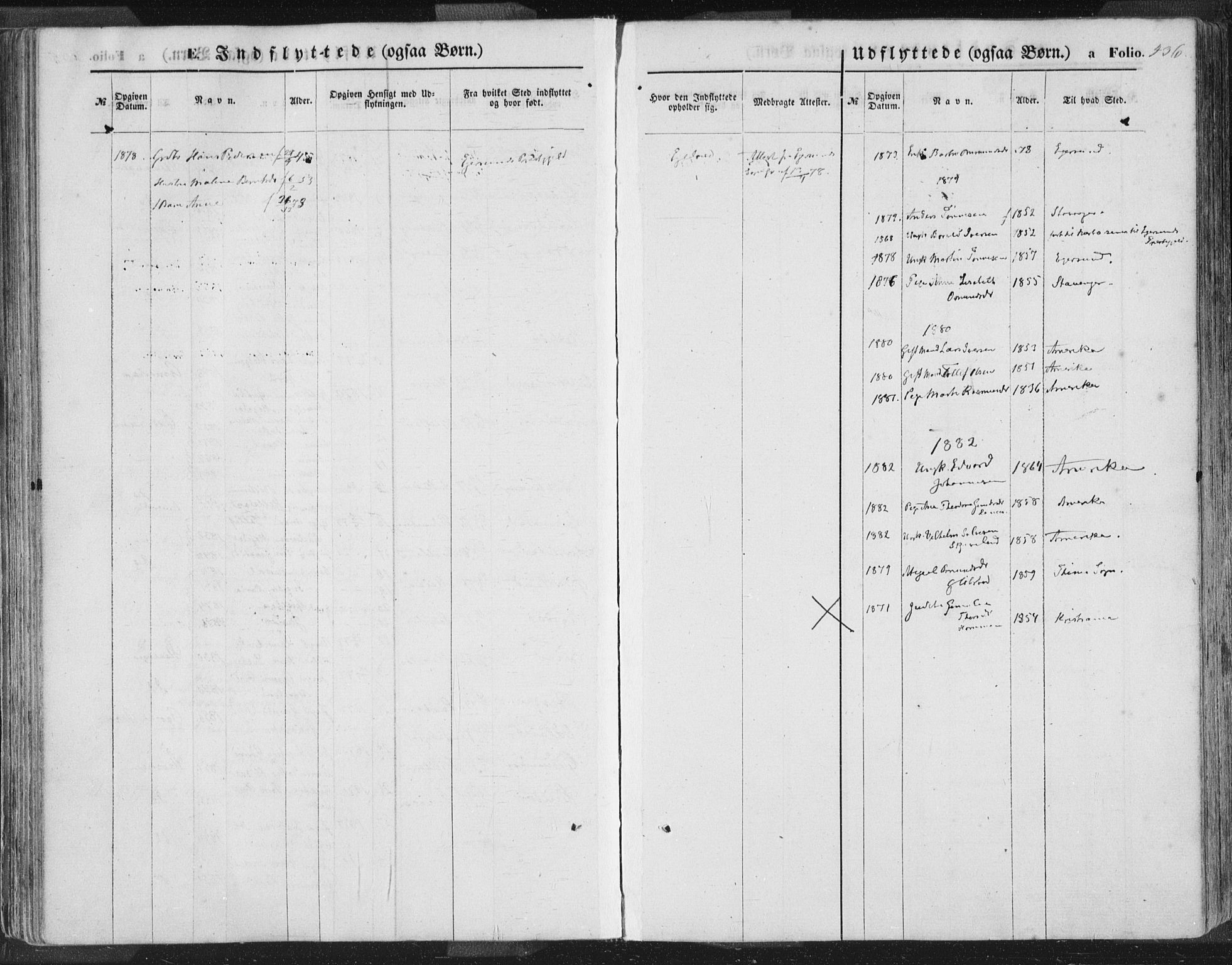 Helleland sokneprestkontor, SAST/A-101810: Parish register (official) no. A 7.2, 1863-1886, p. 436