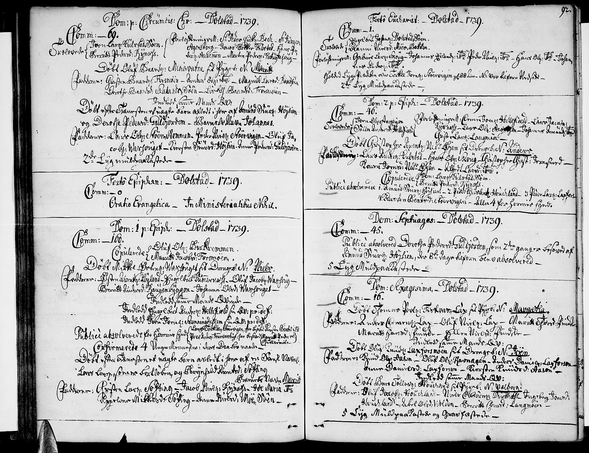 Ministerialprotokoller, klokkerbøker og fødselsregistre - Nordland, AV/SAT-A-1459/820/L0284: Parish register (official) no. 820A05, 1730-1752, p. 92