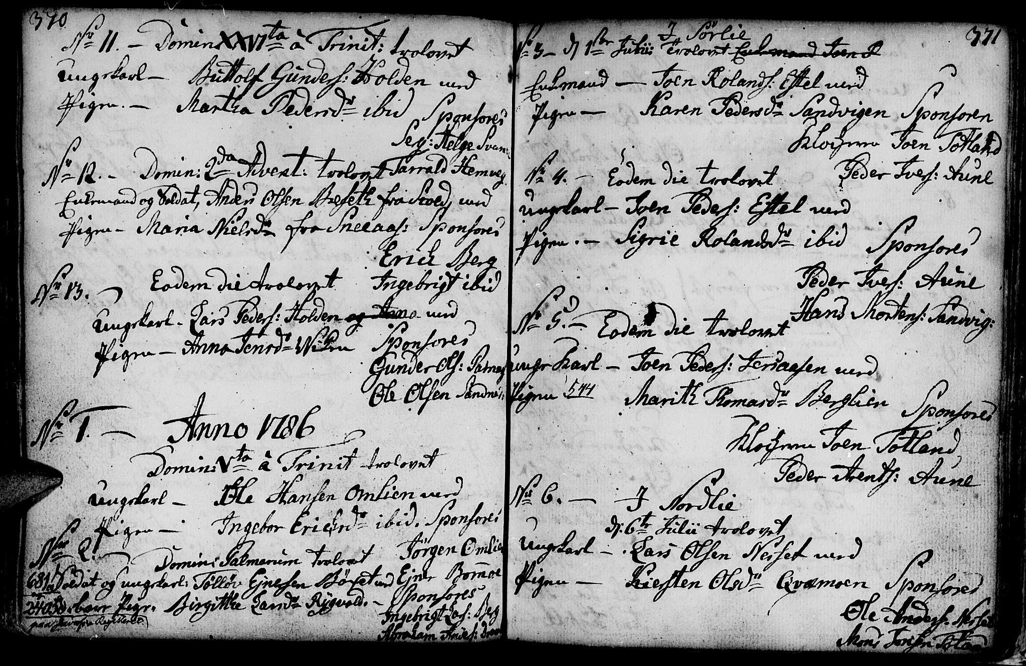 Ministerialprotokoller, klokkerbøker og fødselsregistre - Nord-Trøndelag, SAT/A-1458/749/L0467: Parish register (official) no. 749A01, 1733-1787, p. 370-371