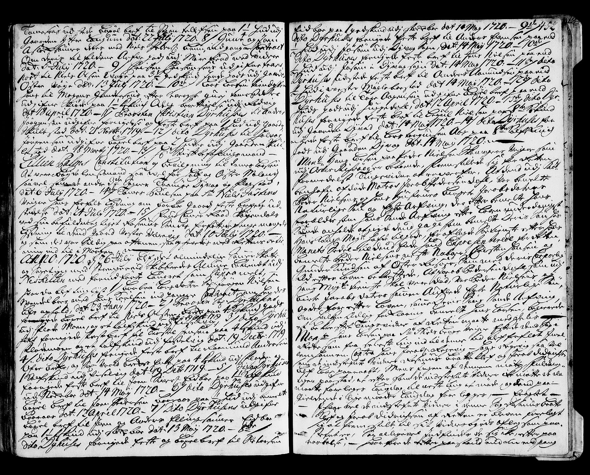 Nedenes sorenskriveri før 1824, SAK/1221-0007/F/Fa/L0018: Tingbok med register nr 13, 1717-1720, p. 451b-452a
