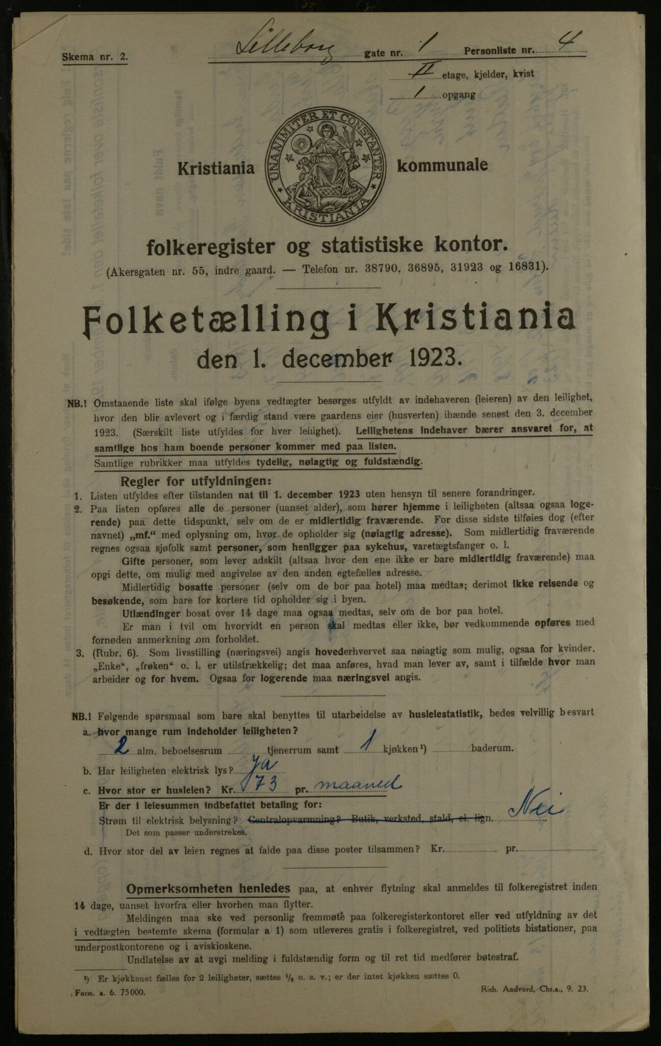 OBA, Municipal Census 1923 for Kristiania, 1923, p. 63779