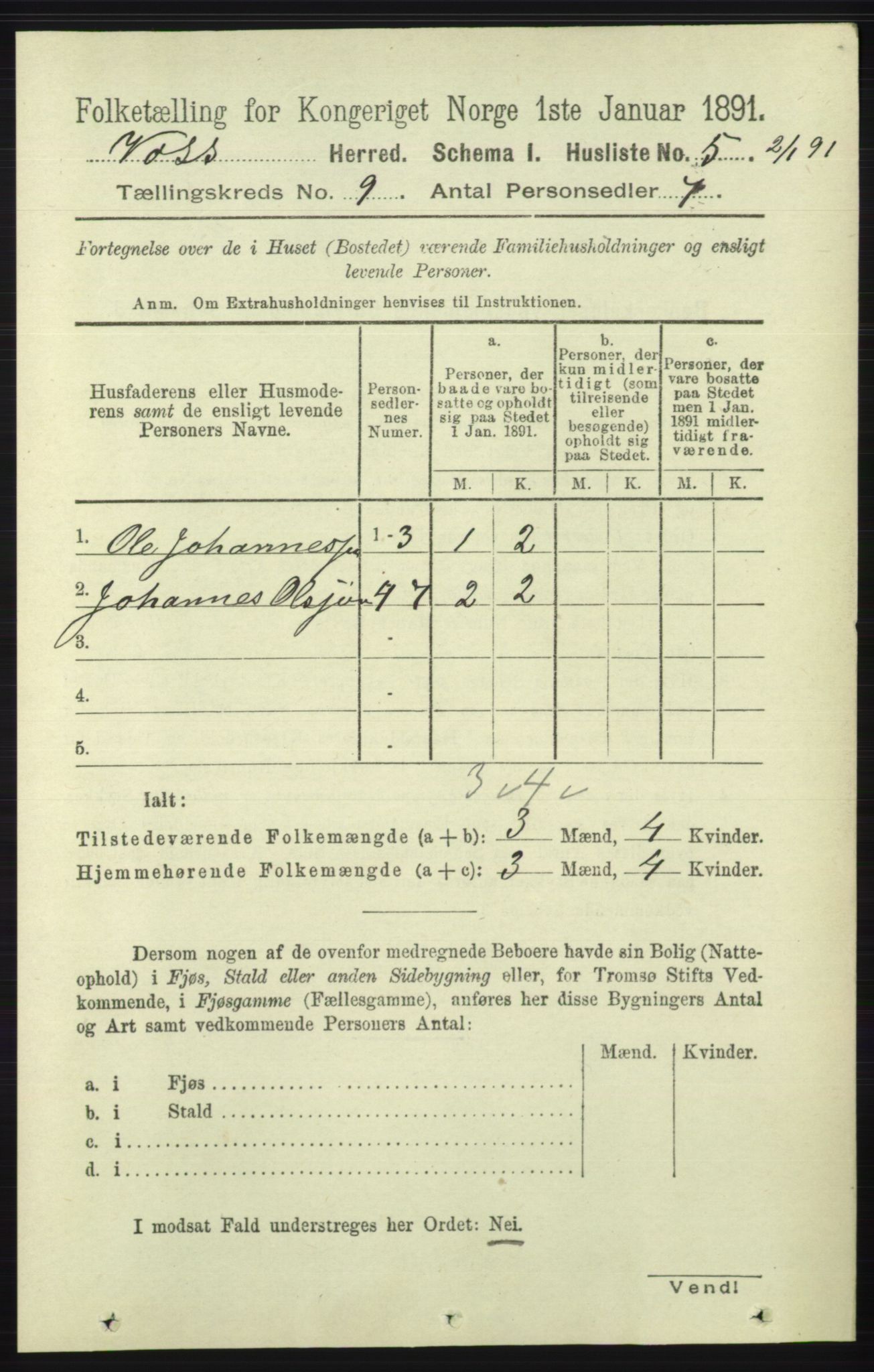 RA, 1891 census for 1235 Voss, 1891, p. 4648