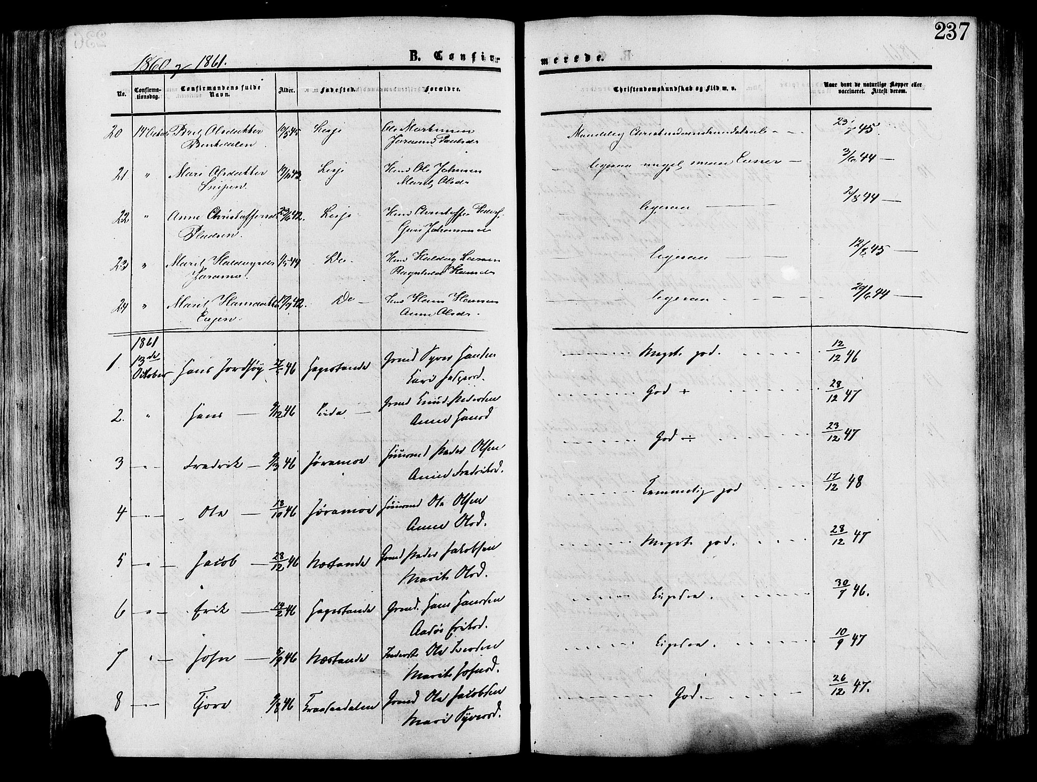 Lesja prestekontor, SAH/PREST-068/H/Ha/Haa/L0008: Parish register (official) no. 8, 1854-1880, p. 237