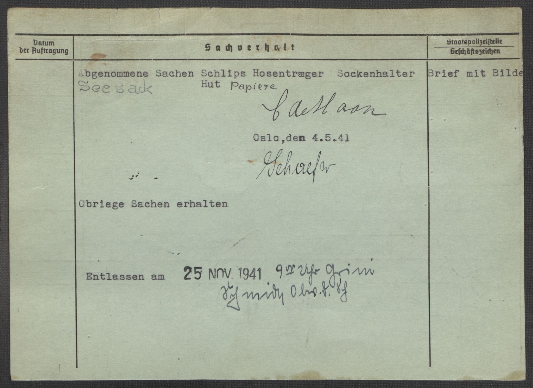Befehlshaber der Sicherheitspolizei und des SD, RA/RAFA-5969/E/Ea/Eaa/L0003: Register over norske fanger i Møllergata 19: Eng-Hag, 1940-1945, p. 1371