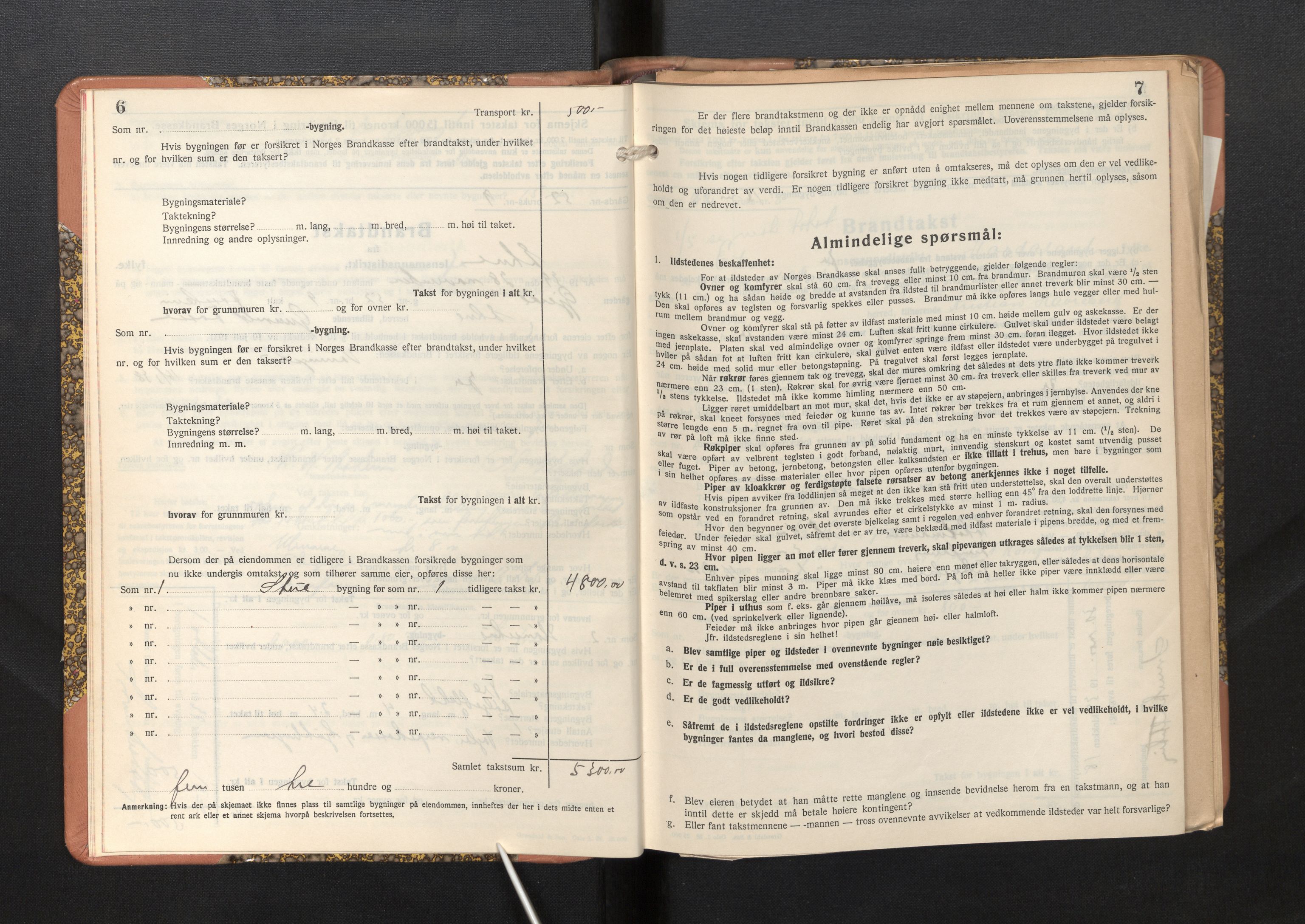 Lensmannen i Etne, SAB/A-31601/0012/L0002: Branntakstprotokoll, skjematakst, 1939-1948, p. 6-7