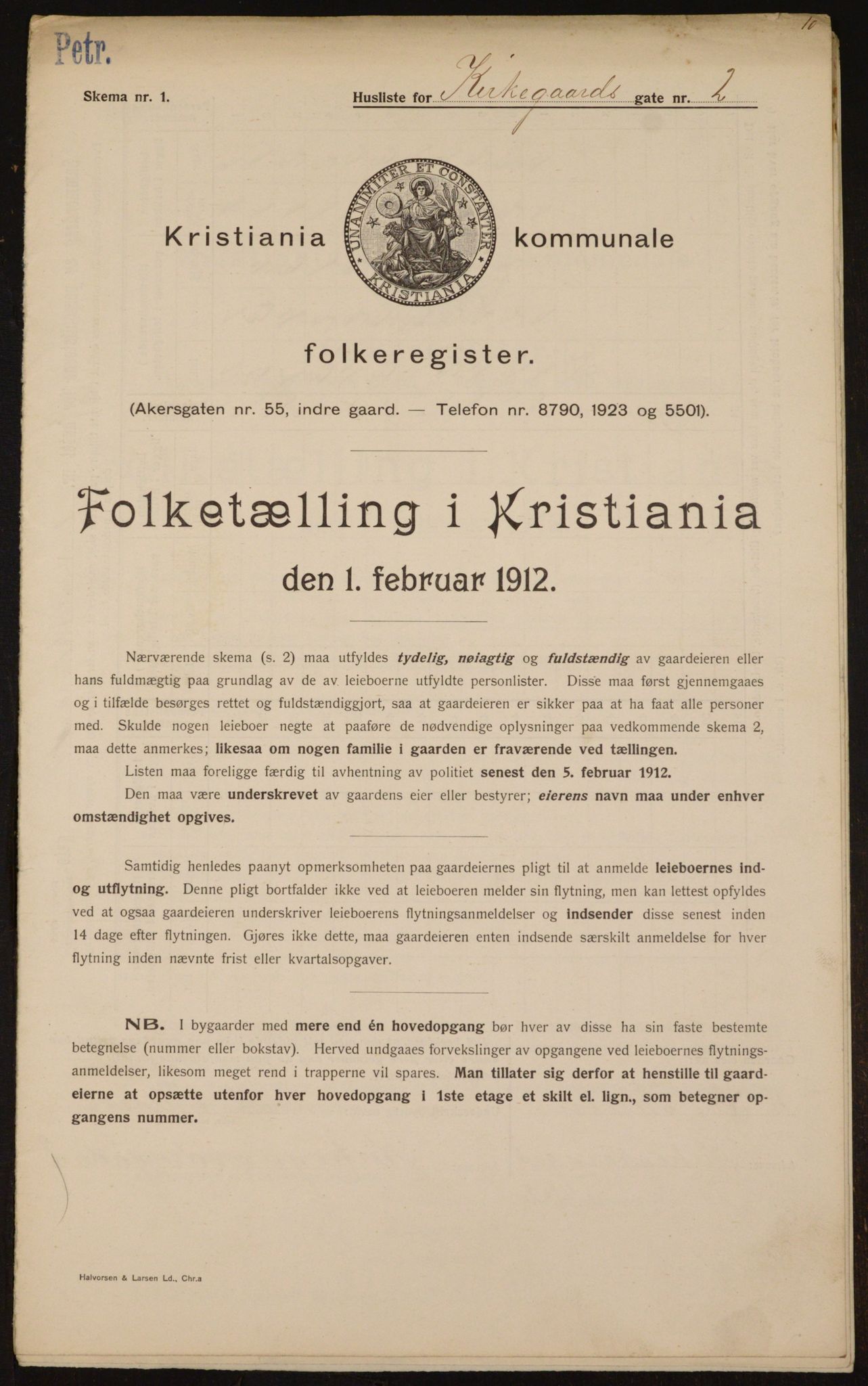 OBA, Municipal Census 1912 for Kristiania, 1912, p. 50312