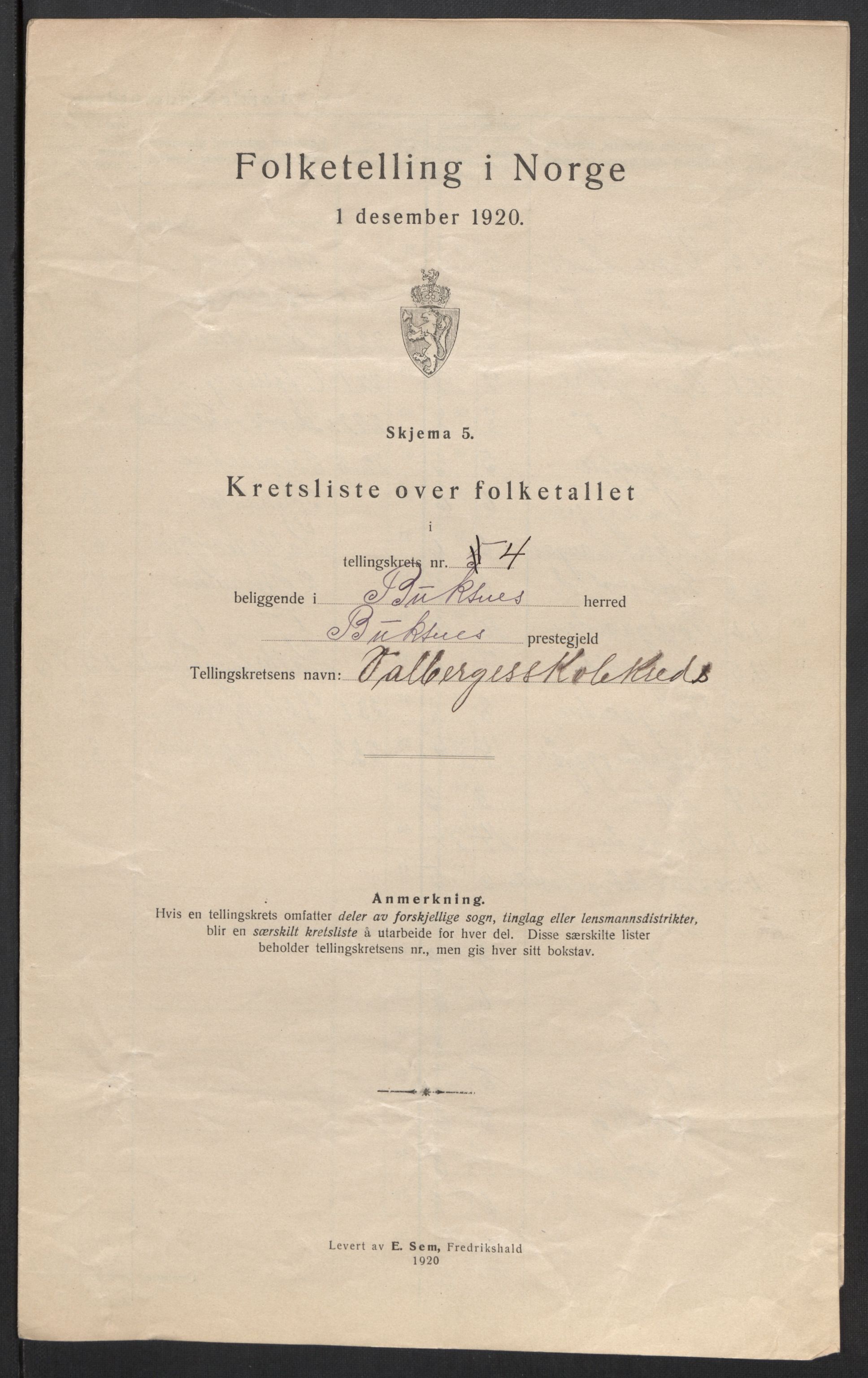 SAT, 1920 census for Buksnes, 1920, p. 15