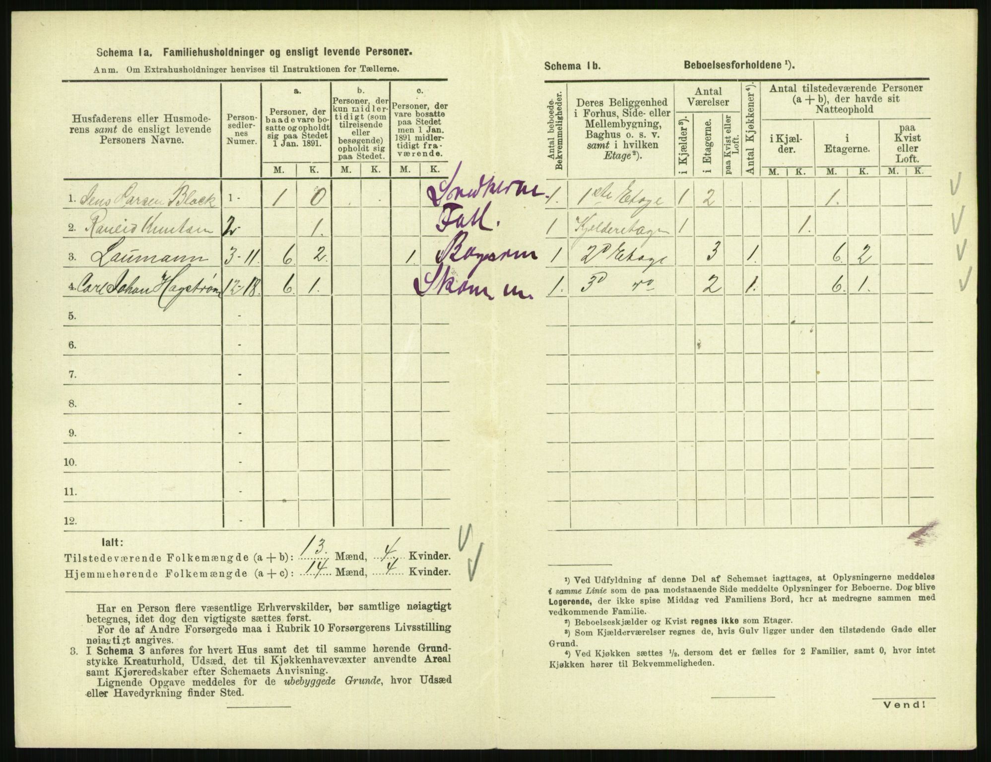 RA, 1891 census for 0801 Kragerø, 1891, p. 707