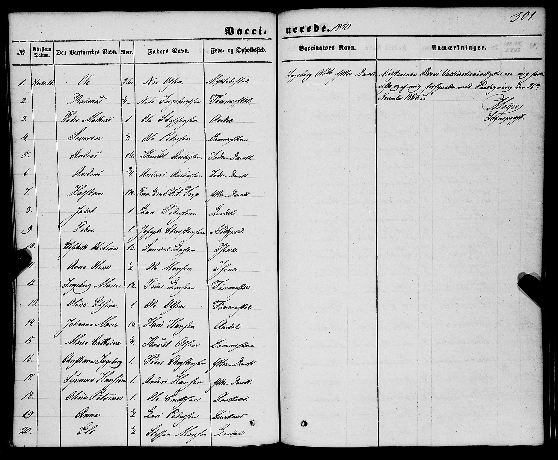 Davik sokneprestembete, AV/SAB-A-79701/H/Haa/Haaa/L0005: Parish register (official) no. A 5, 1850-1866, p. 301