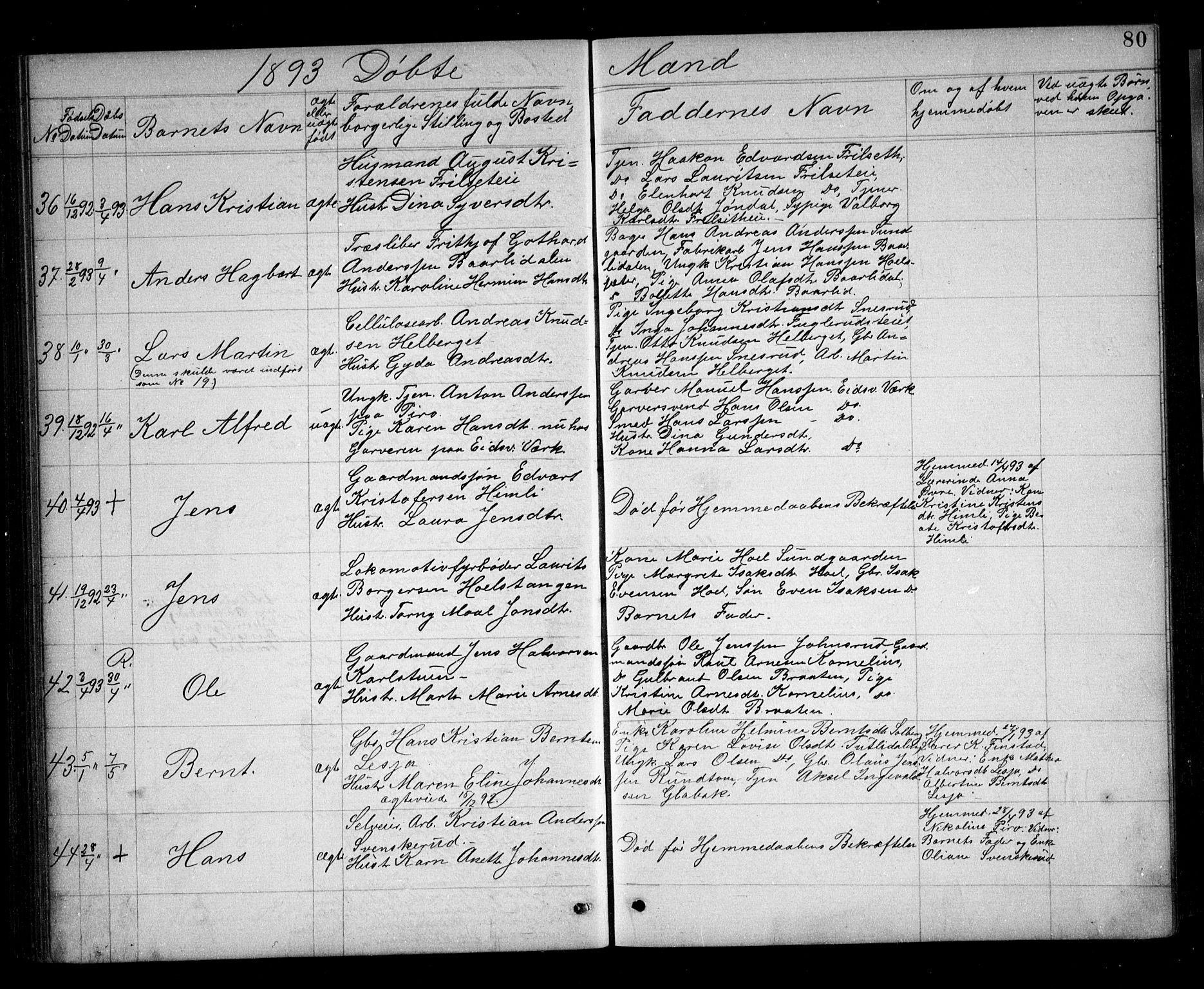 Eidsvoll prestekontor Kirkebøker, AV/SAO-A-10888/G/Ga/L0005: Parish register (copy) no. I 5, 1884-1894, p. 80