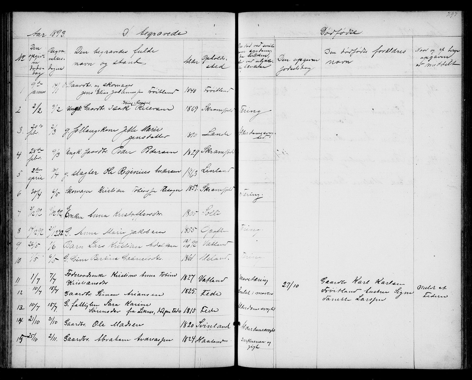 Kvinesdal sokneprestkontor, AV/SAK-1111-0026/F/Fb/Fba/L0003: Parish register (copy) no. B 3, 1858-1893, p. 247