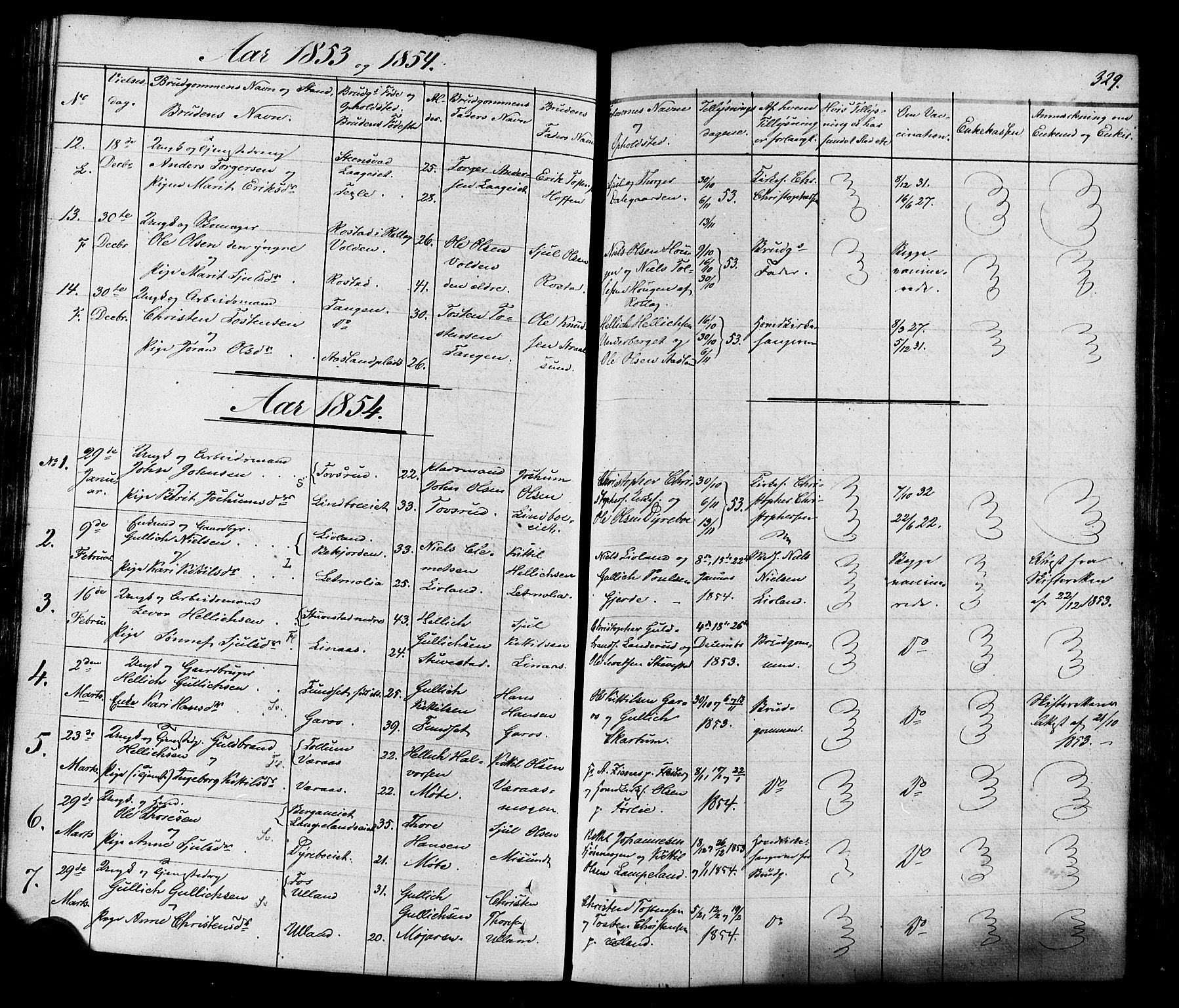 Flesberg kirkebøker, AV/SAKO-A-18/F/Fa/L0006: Parish register (official) no. I 6, 1834-1860, p. 329