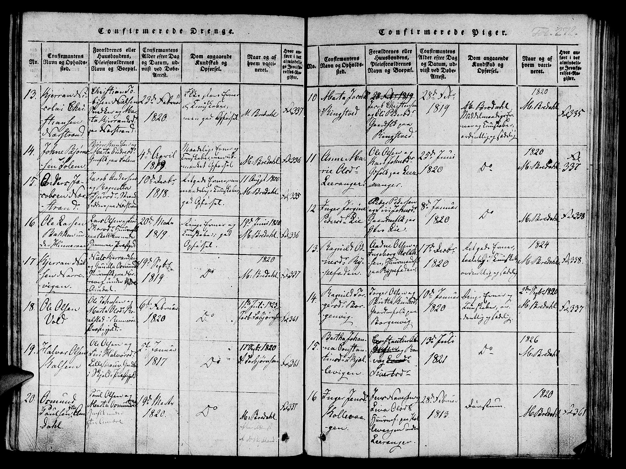 Nedstrand sokneprestkontor, AV/SAST-A-101841/01/IV: Parish register (official) no. A 6, 1816-1838, p. 272