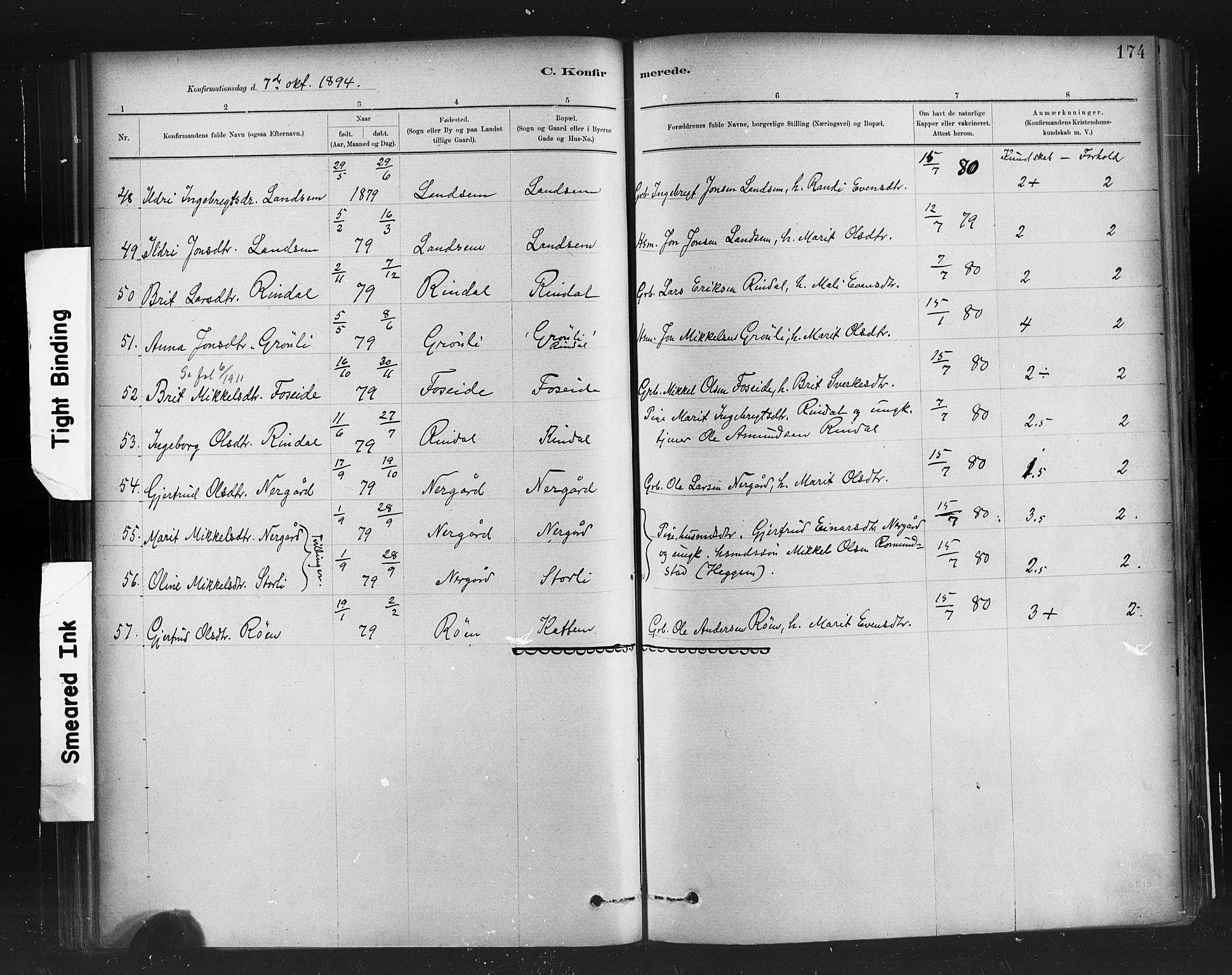 Ministerialprotokoller, klokkerbøker og fødselsregistre - Møre og Romsdal, AV/SAT-A-1454/598/L1069: Parish register (official) no. 598A03, 1882-1895, p. 174