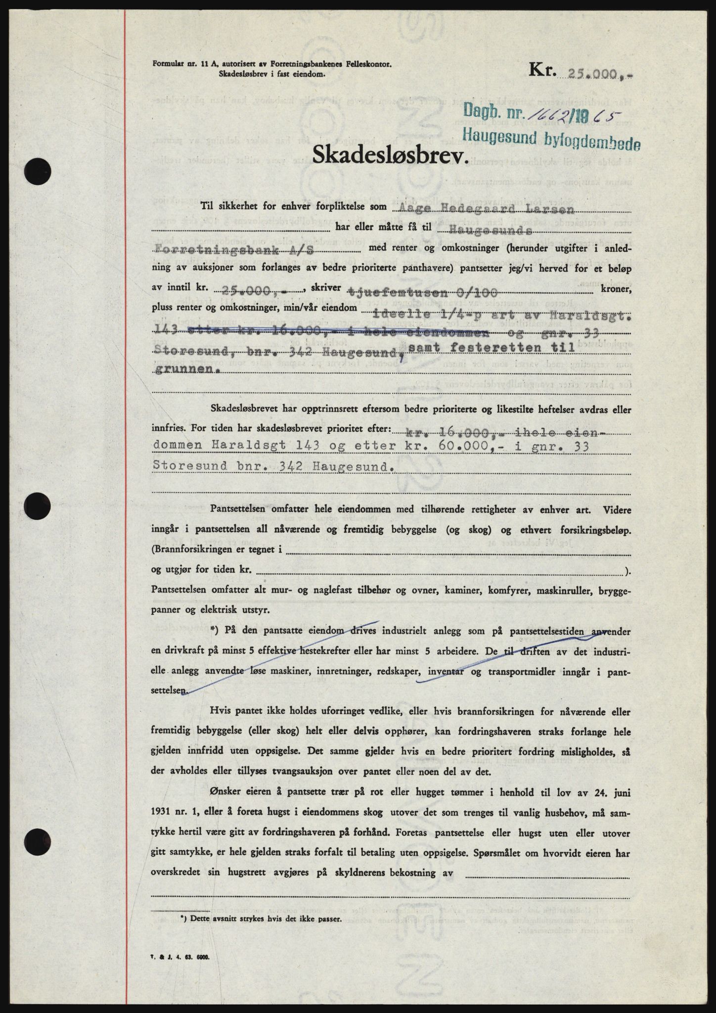 Haugesund tingrett, SAST/A-101415/01/II/IIC/L0053: Mortgage book no. B 53, 1965-1965, Diary no: : 1662/1965