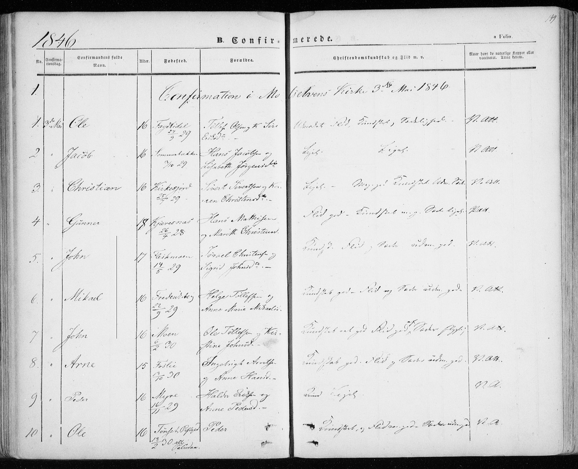 Lenvik sokneprestembete, SATØ/S-1310/H/Ha/Haa/L0006kirke: Parish register (official) no. 6, 1845-1854, p. 149