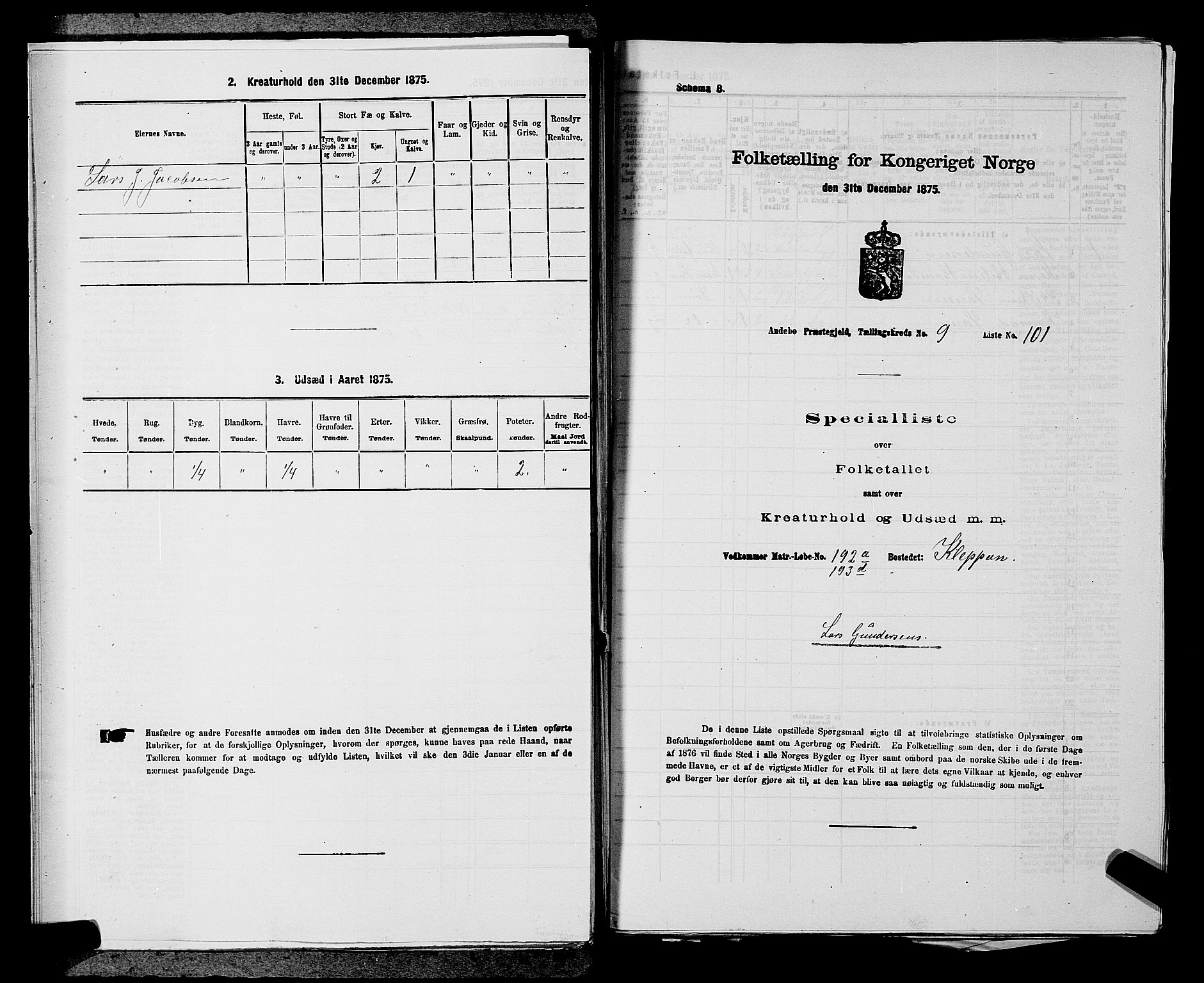 SAKO, 1875 census for 0719P Andebu, 1875, p. 1021