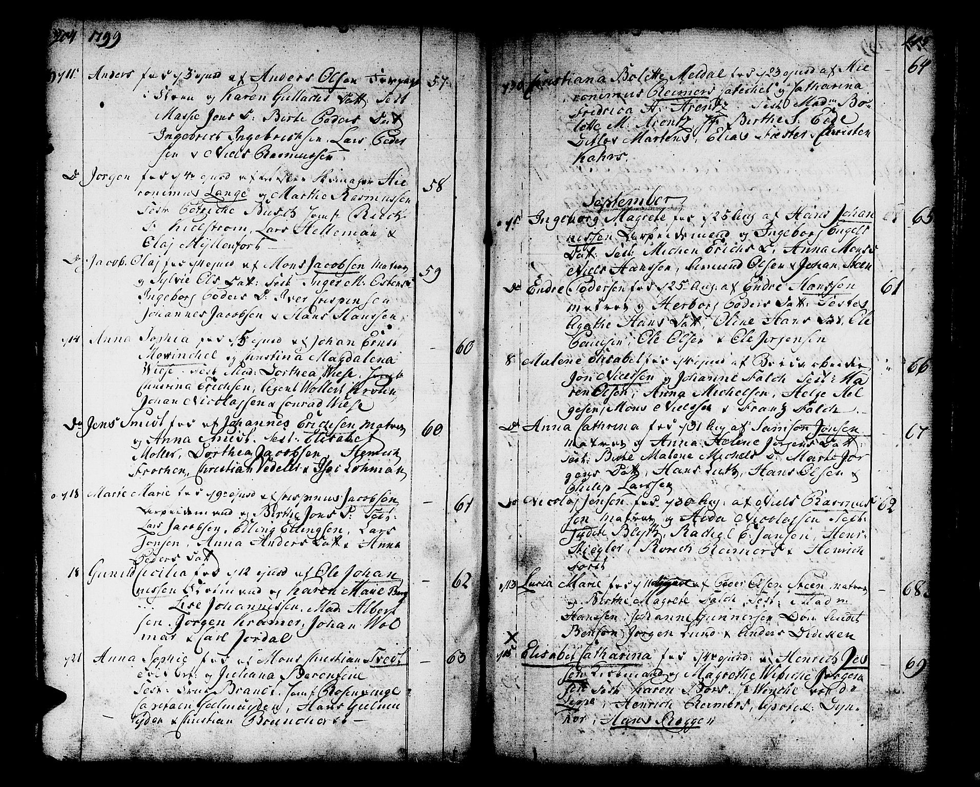 Domkirken sokneprestembete, SAB/A-74801/H/Haa/L0004: Parish register (official) no. A 4, 1763-1820, p. 204-205