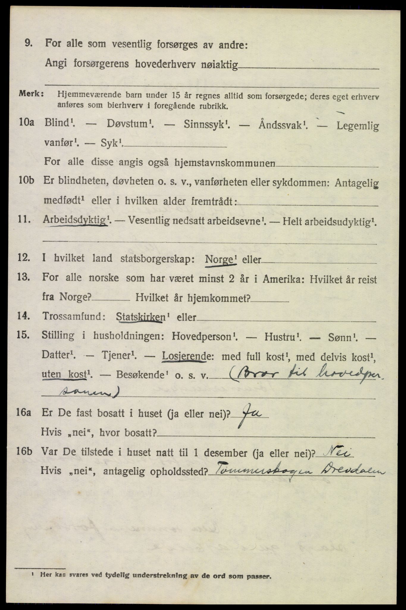 SAH, 1920 census for Trysil, 1920, p. 7002