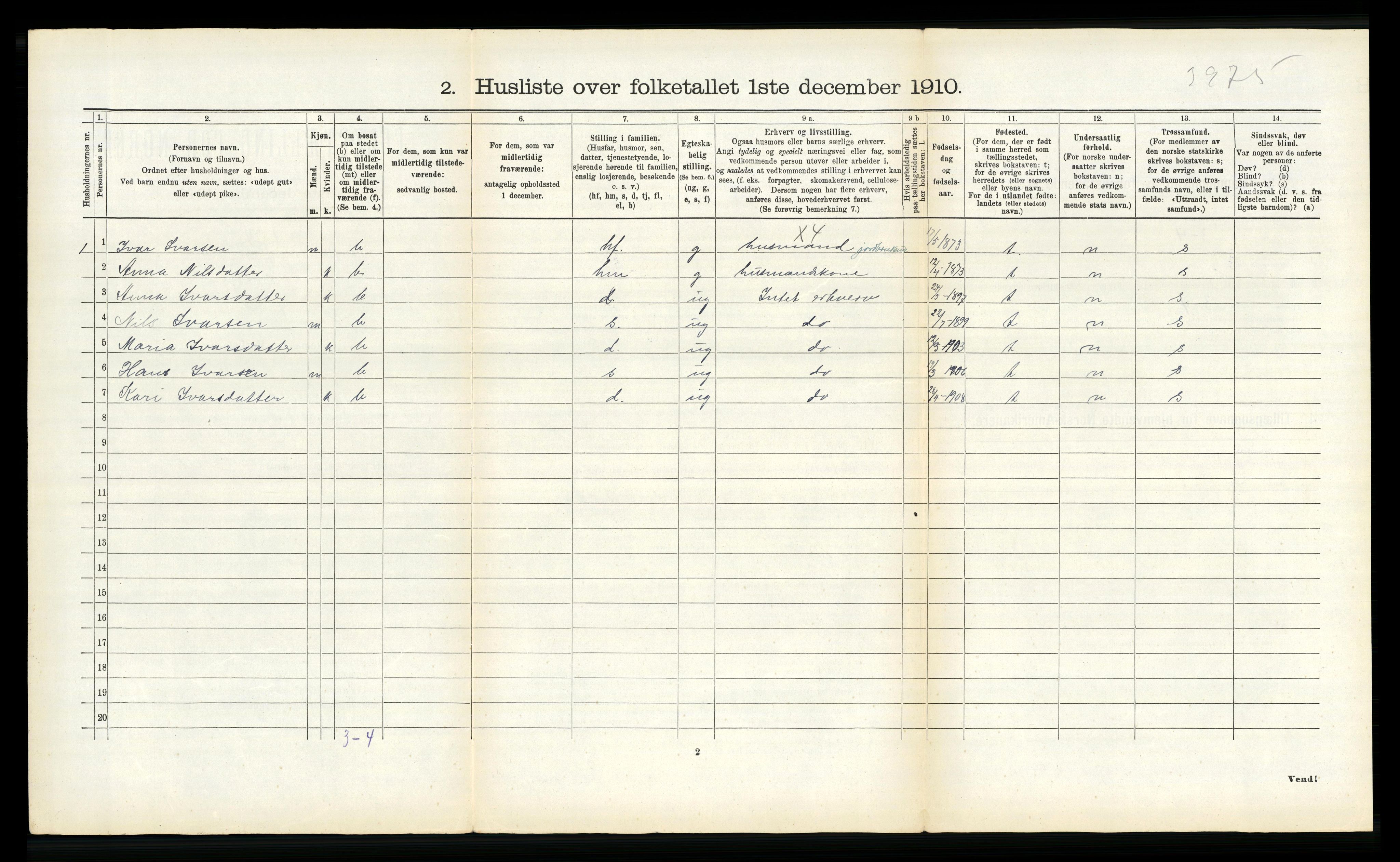 RA, 1910 census for Borgund, 1910, p. 210