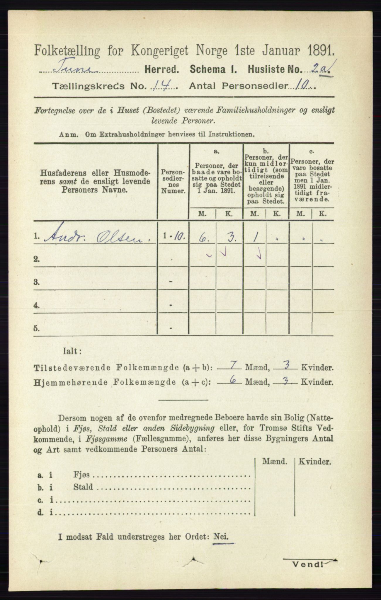 RA, 1891 census for 0130 Tune, 1891, p. 7887