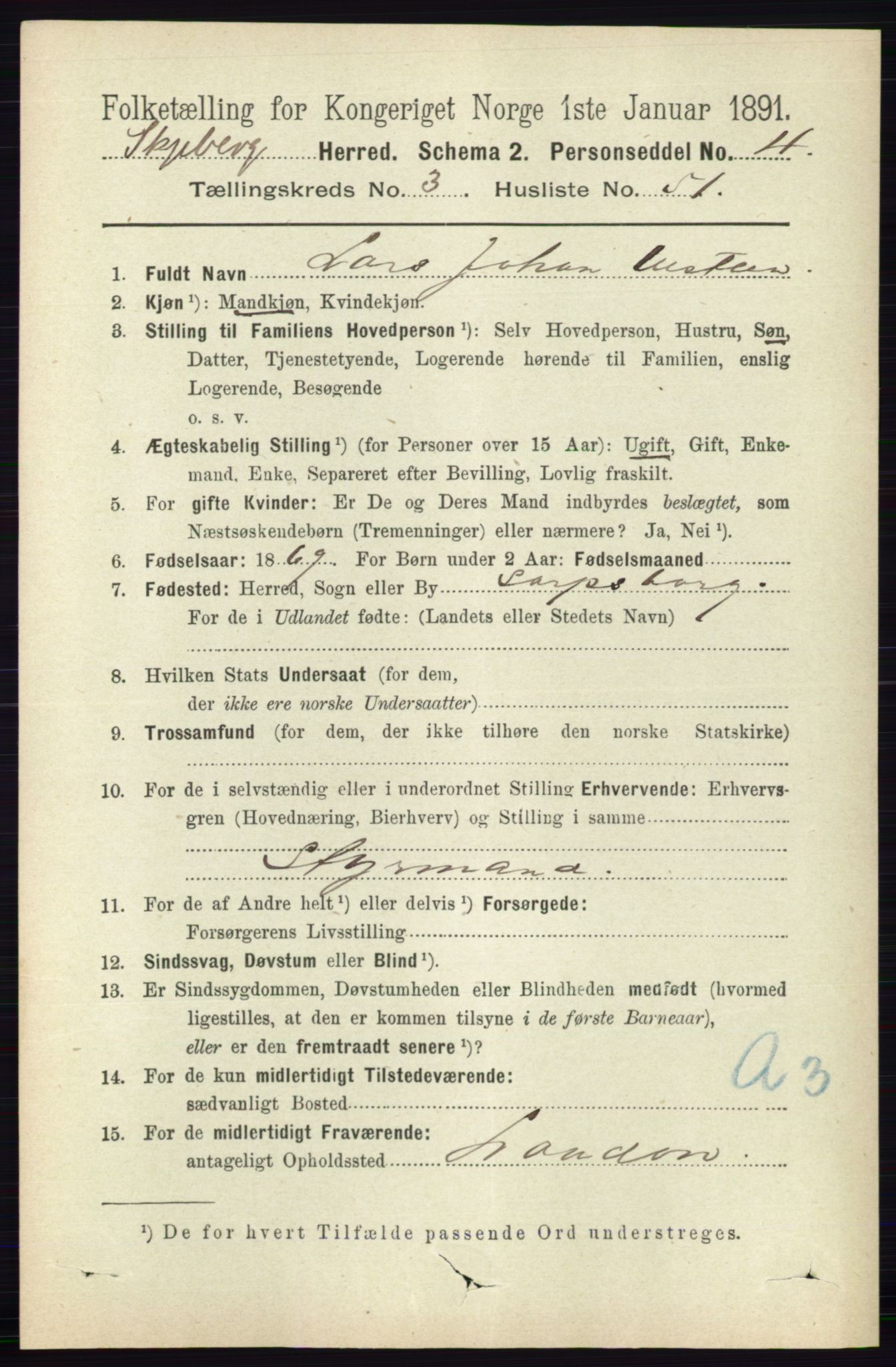 RA, 1891 census for 0115 Skjeberg, 1891, p. 1794