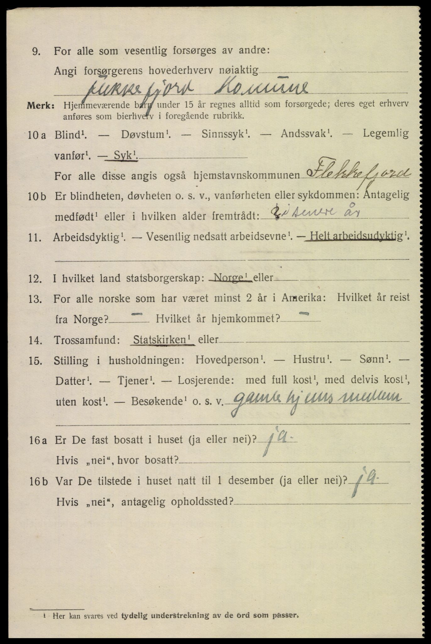 SAK, 1920 census for Flekkefjord, 1920, p. 2015