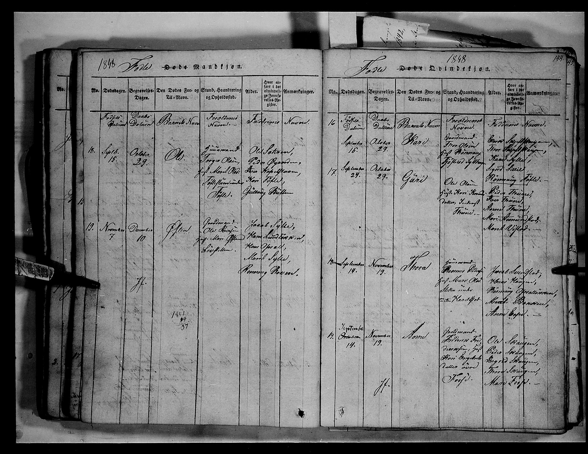 Fron prestekontor, SAH/PREST-078/H/Ha/Hab/L0003: Parish register (copy) no. 3, 1816-1850, p. 144