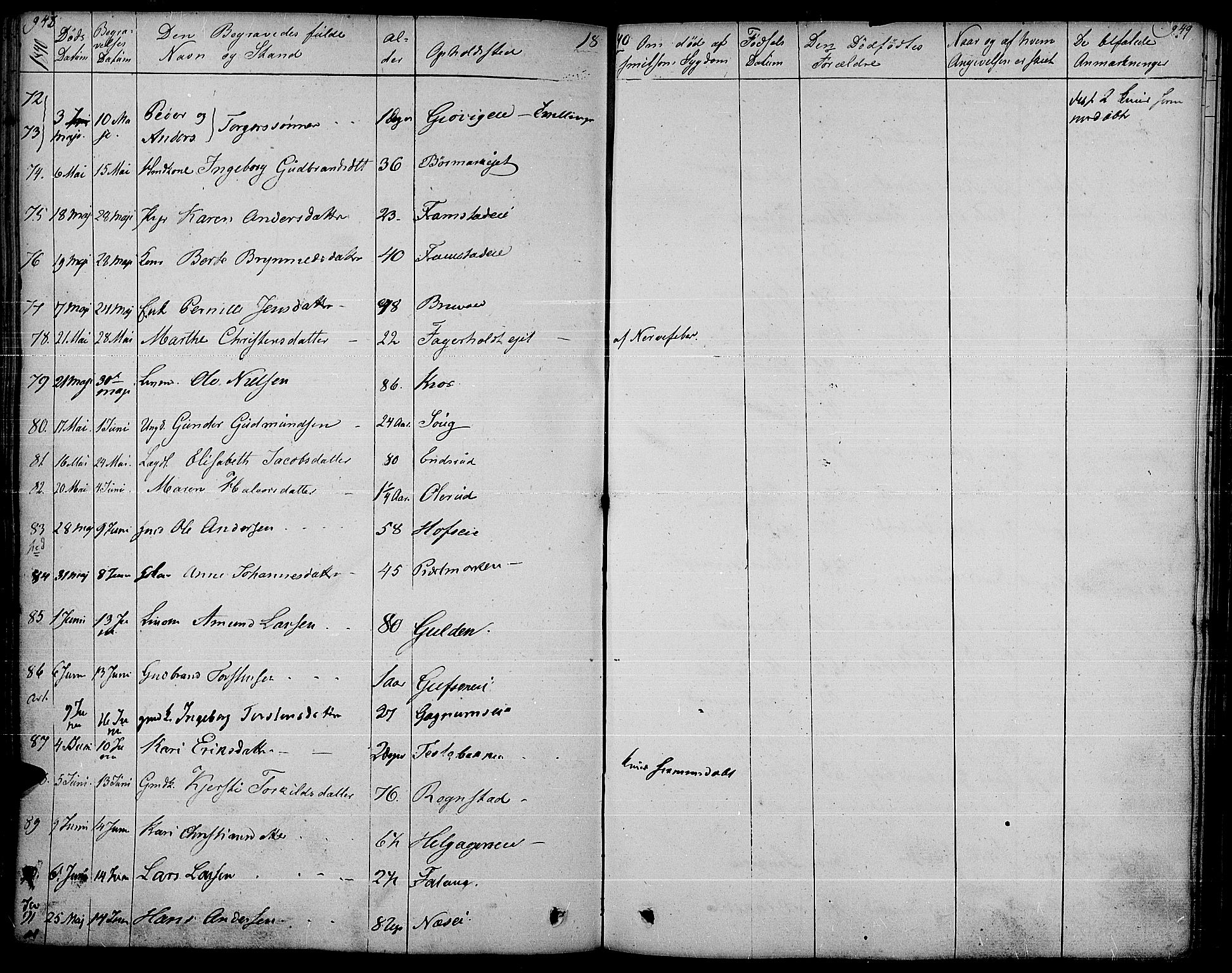 Gran prestekontor, AV/SAH-PREST-112/H/Ha/Haa/L0010: Parish register (official) no. 10, 1824-1842, p. 948-949