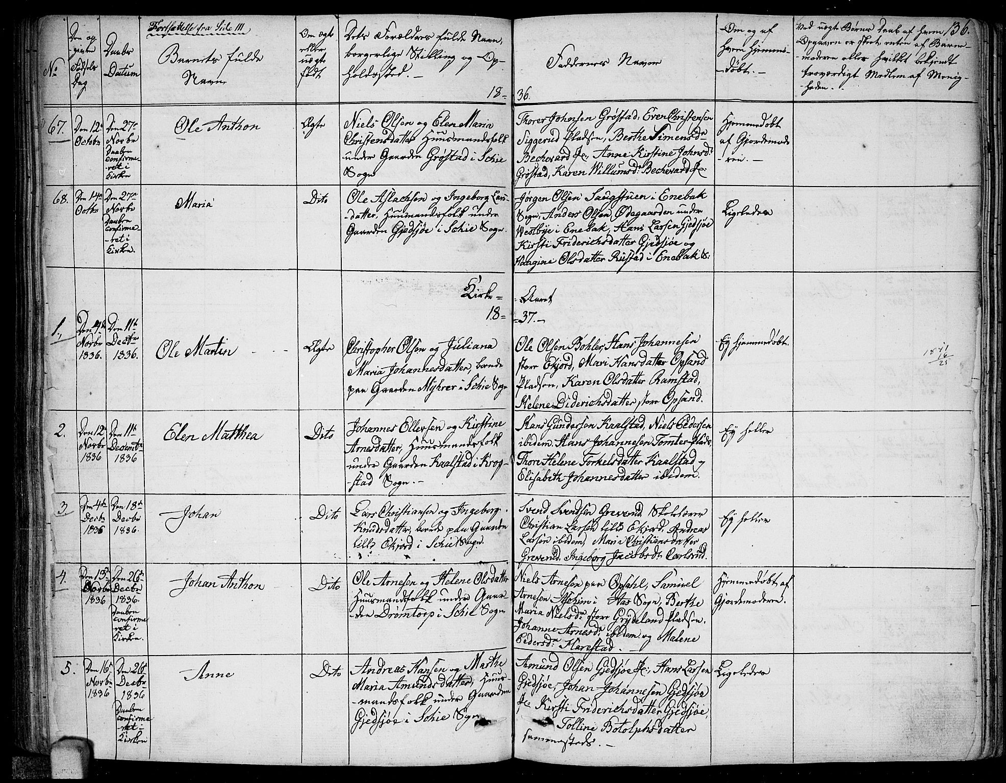 Kråkstad prestekontor Kirkebøker, SAO/A-10125a/F/Fa/L0004: Parish register (official) no. I 4, 1825-1837, p. 136
