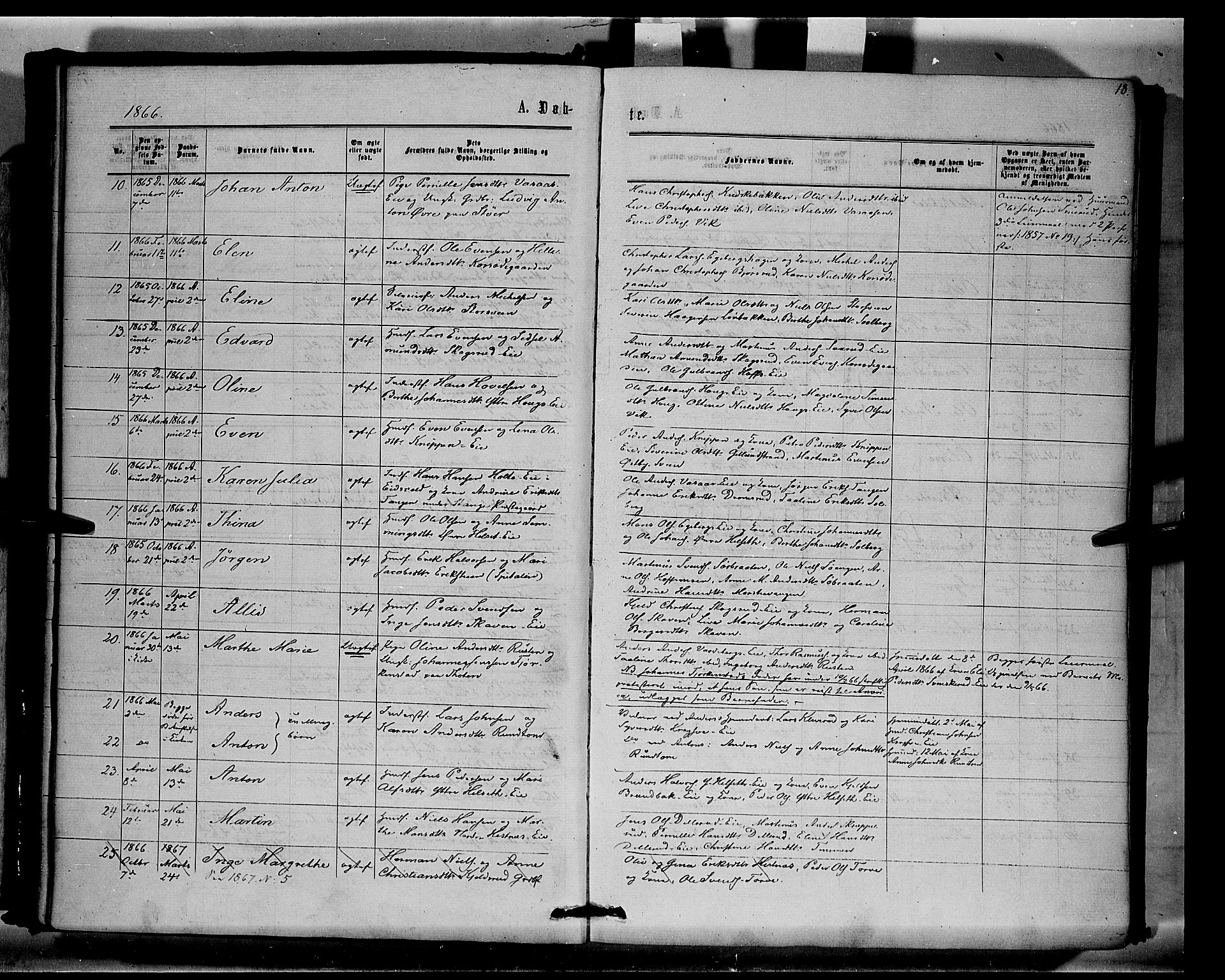 Stange prestekontor, SAH/PREST-002/K/L0014: Parish register (official) no. 14, 1862-1879, p. 18