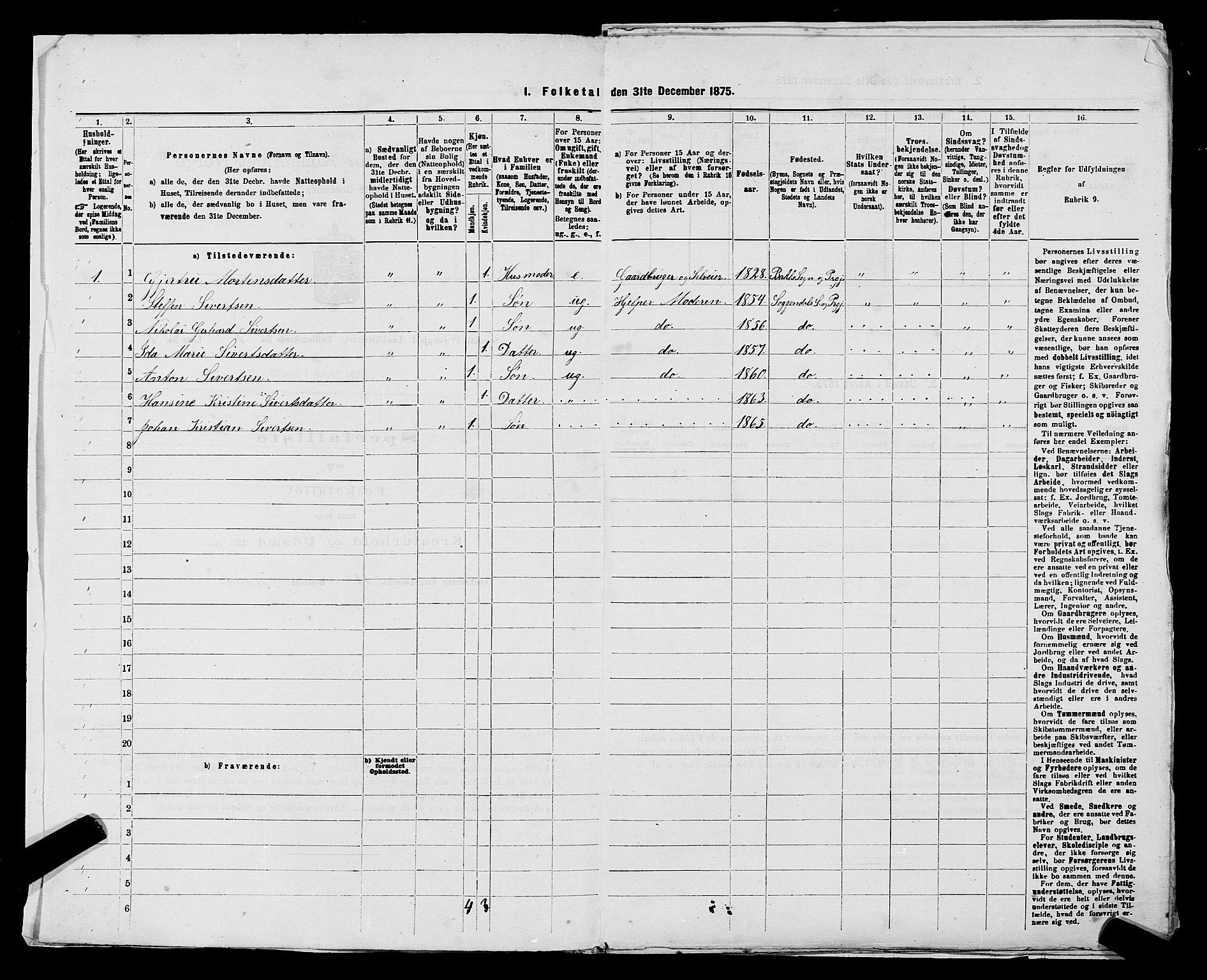 SAST, 1875 census for 1111L Sokndal/Sokndal, 1875, p. 56