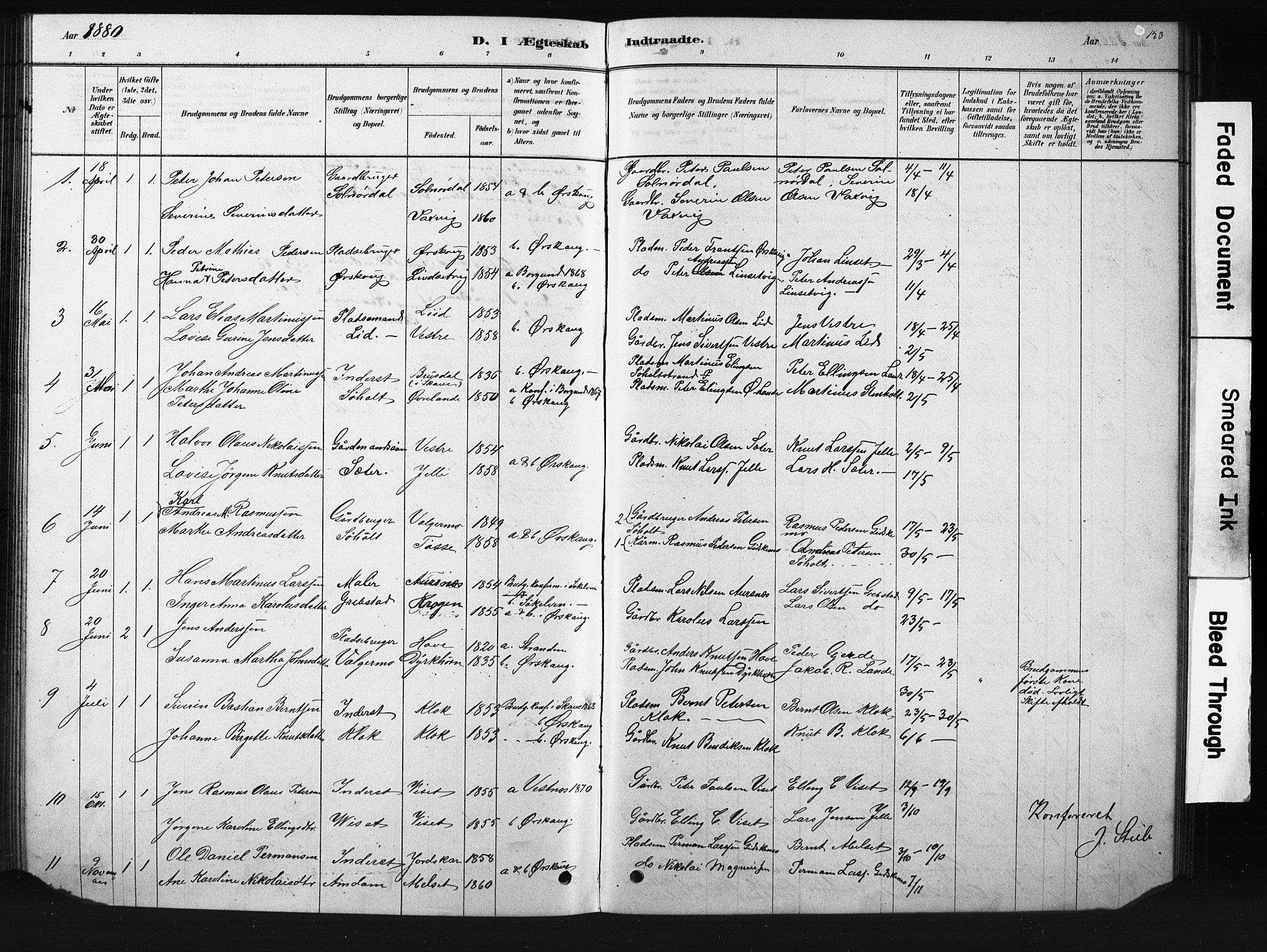 Ministerialprotokoller, klokkerbøker og fødselsregistre - Møre og Romsdal, SAT/A-1454/522/L0326: Parish register (copy) no. 522C05, 1878-1890, p. 123