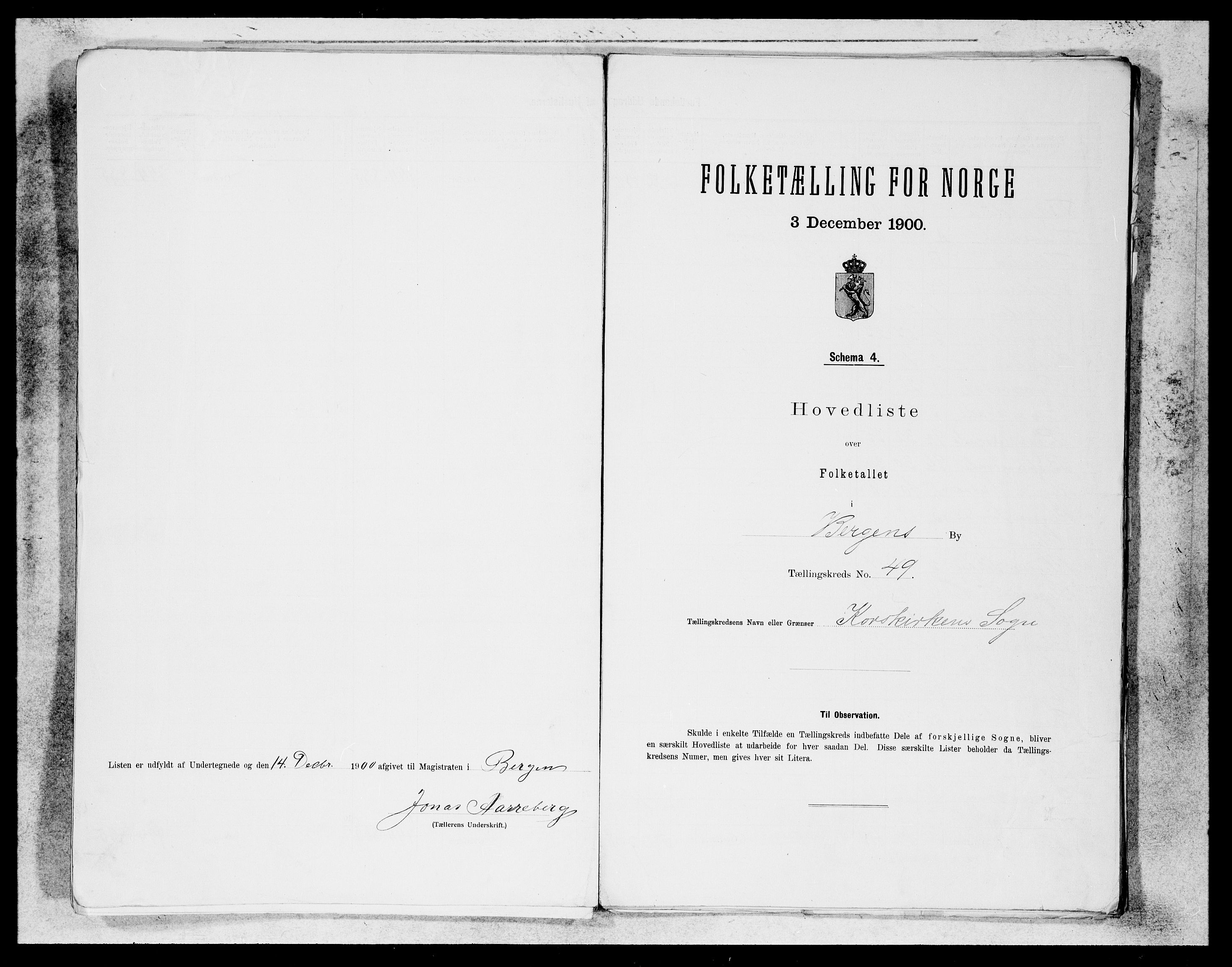 SAB, 1900 census for Bergen, 1900, p. 98