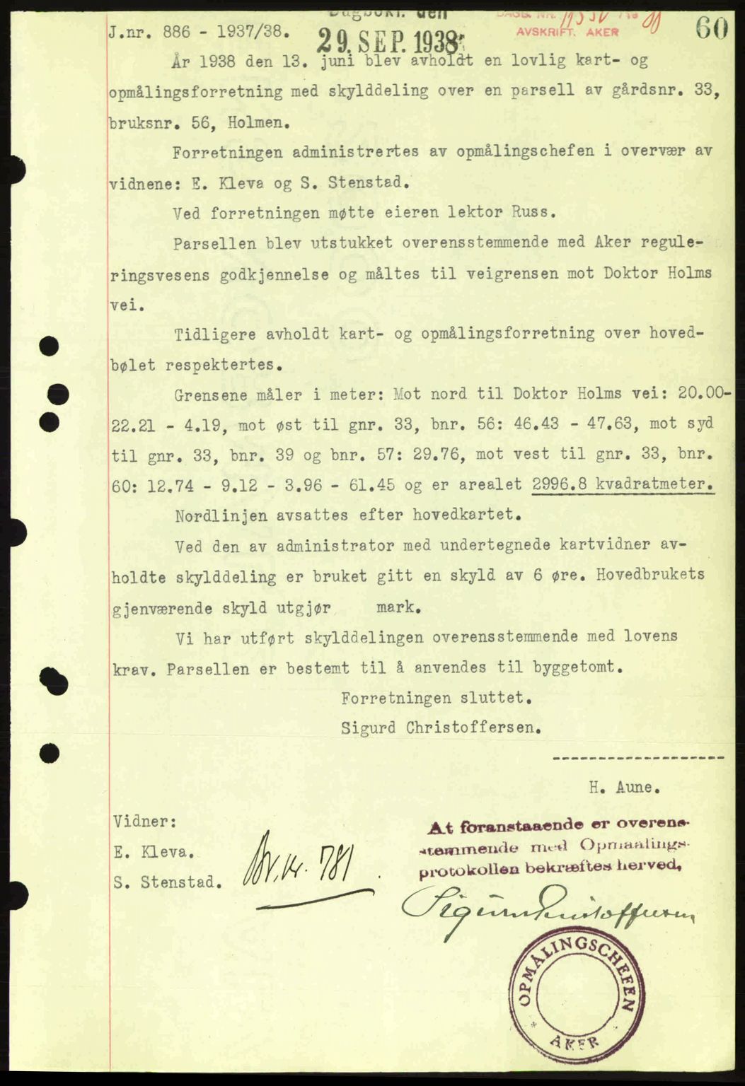 Aker herredsskriveri, SAO/A-10896/G/Gb/Gba/Gbab/L0025: Mortgage book no. A154-155, 1938-1938, Diary no: : 11550/1938