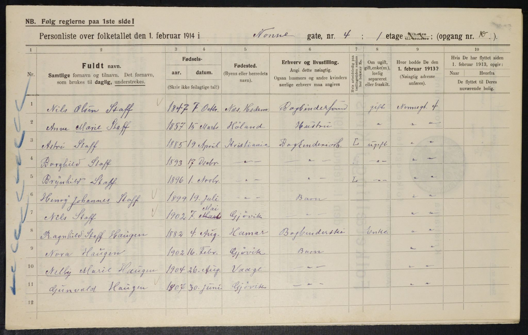 OBA, Municipal Census 1914 for Kristiania, 1914, p. 71389