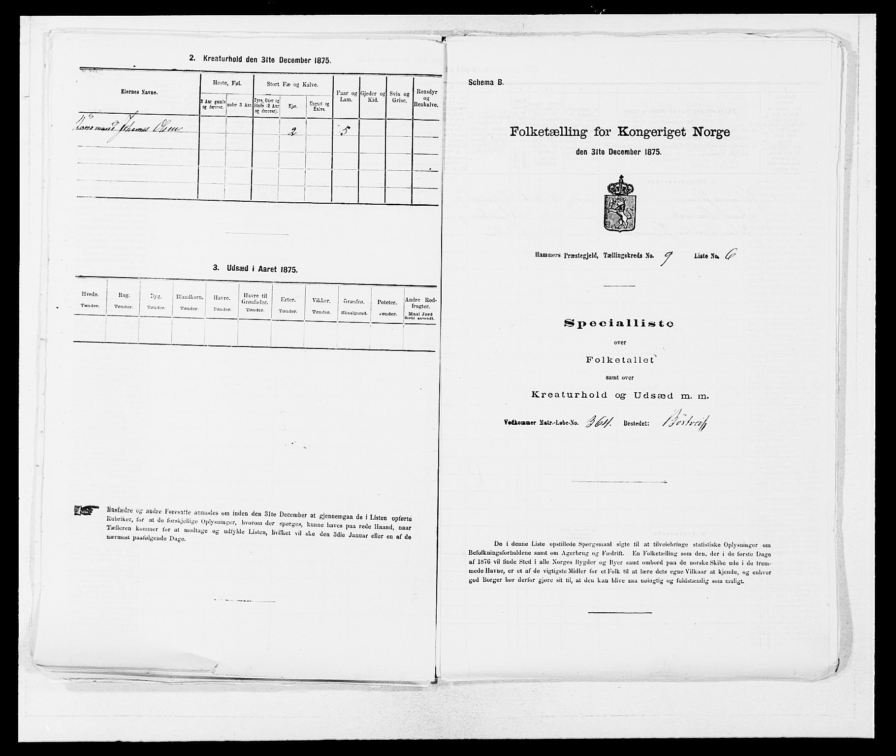 SAB, 1875 census for 1254P Hamre, 1875, p. 1167