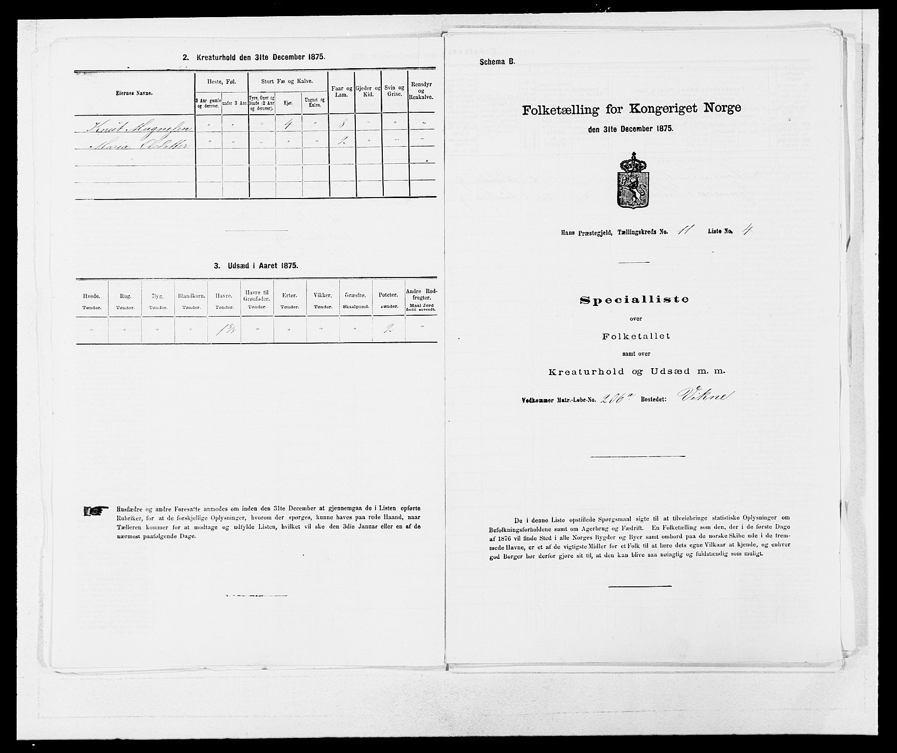 SAB, 1875 census for 1250P Haus, 1875, p. 1308